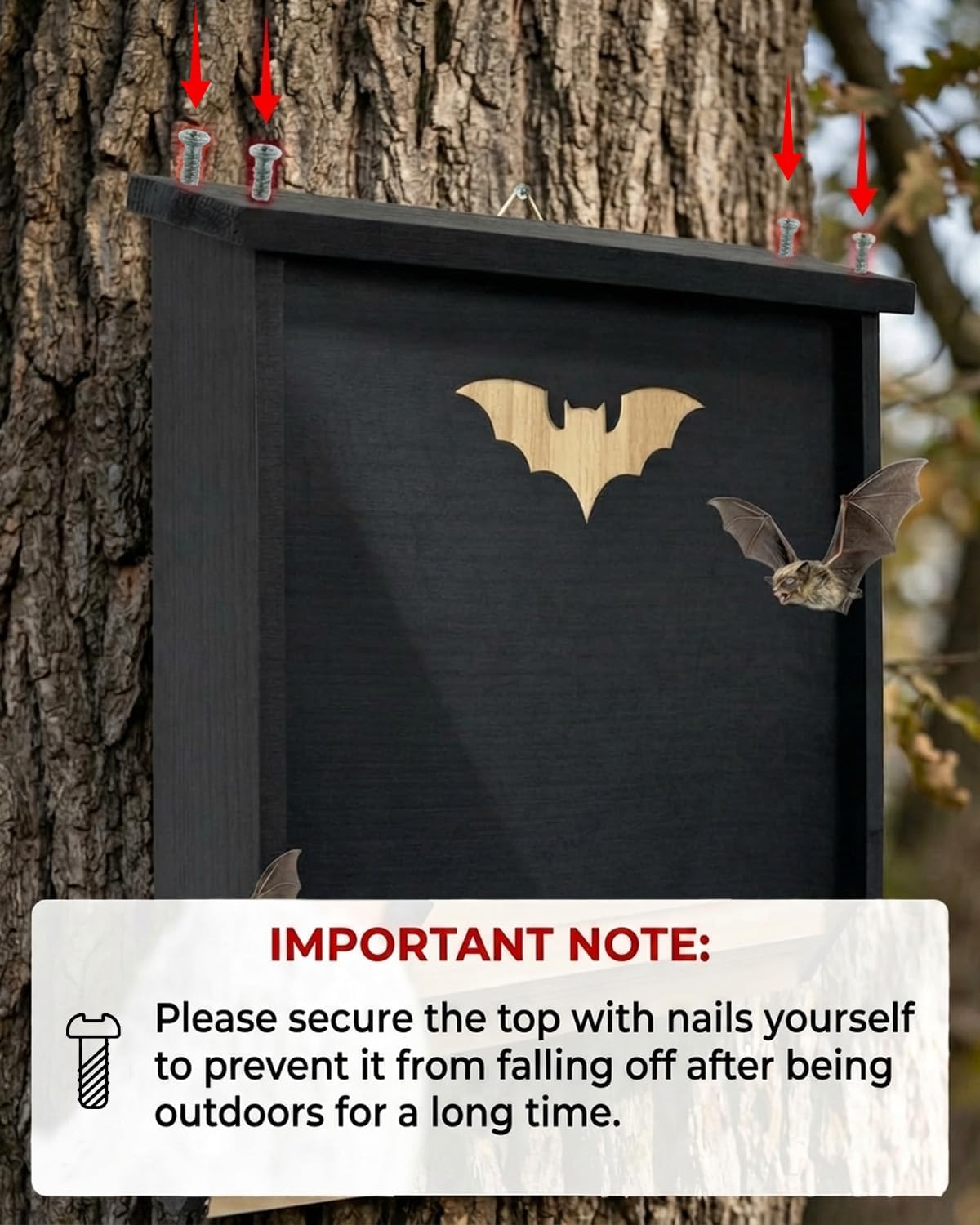 Bat Houses, Large Wooden Bat Boxes for Outdoors Outside Tree Wall, Two Chamber Design Bats House Kit Attract Bats Yard Garden Farmhouse