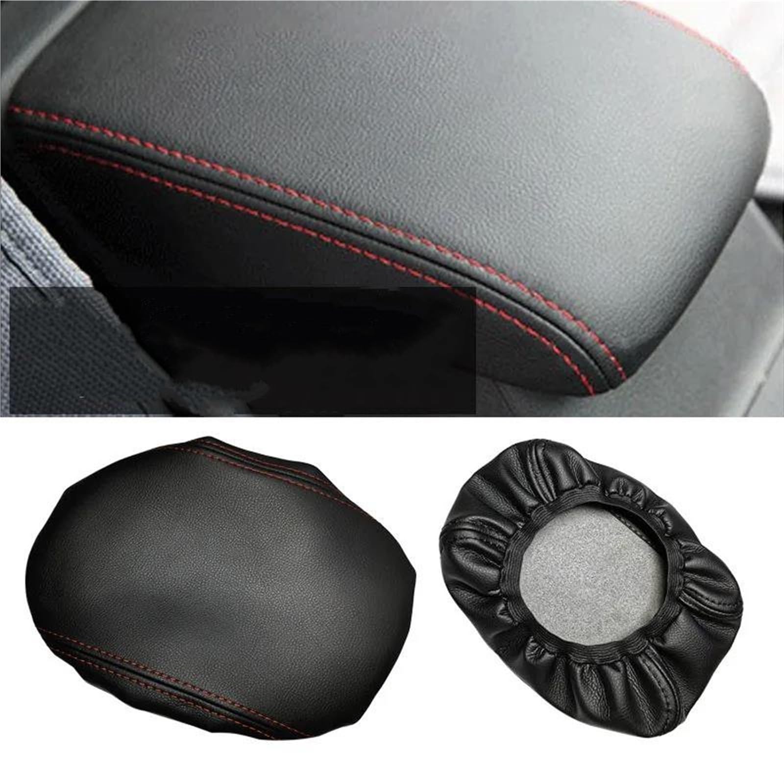ZAPORA Reposabrazos Central De Cuero Suave para Hyundai para Tucson 2015-2018 Fundas Paneles Almohada(Black-Line)