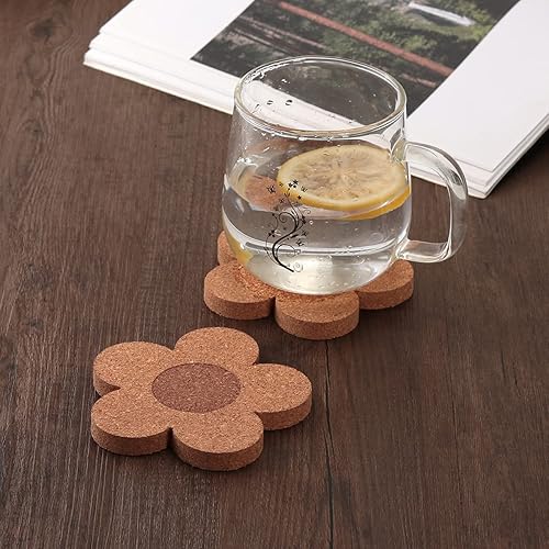 Miniatura 5 de Juego de 12 posavasos de corcho de 38 pulgadas de grosor para bebidas, absorbentes y reutilizables, 100% corcho natural de 4 pulgadas, forma de