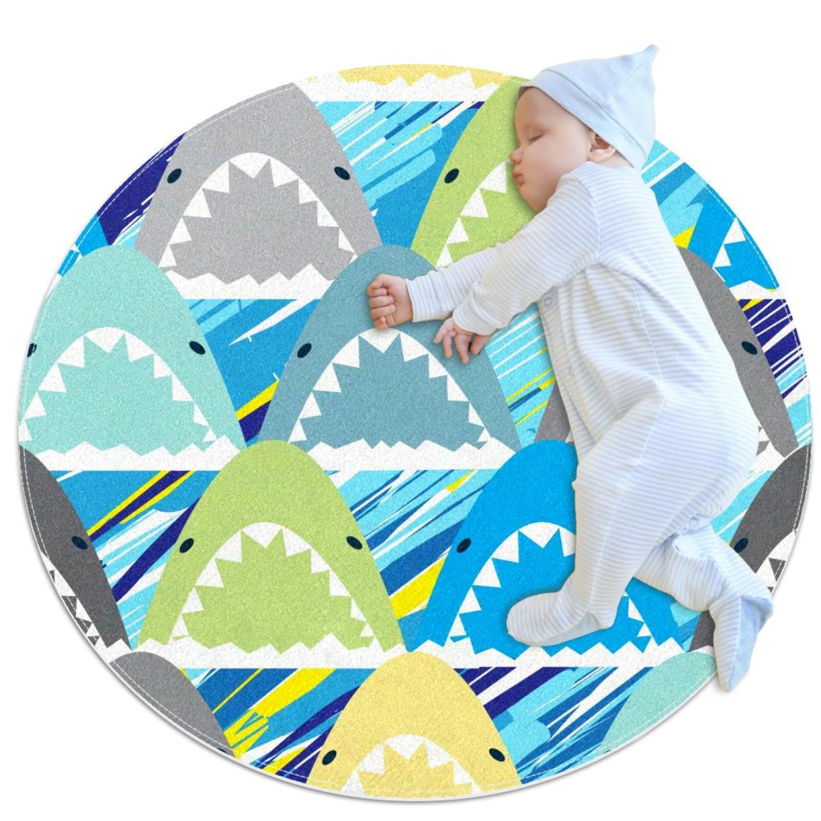 Tapis de salle de bain motif requins multicolores pour chambre d'enfant et canapé