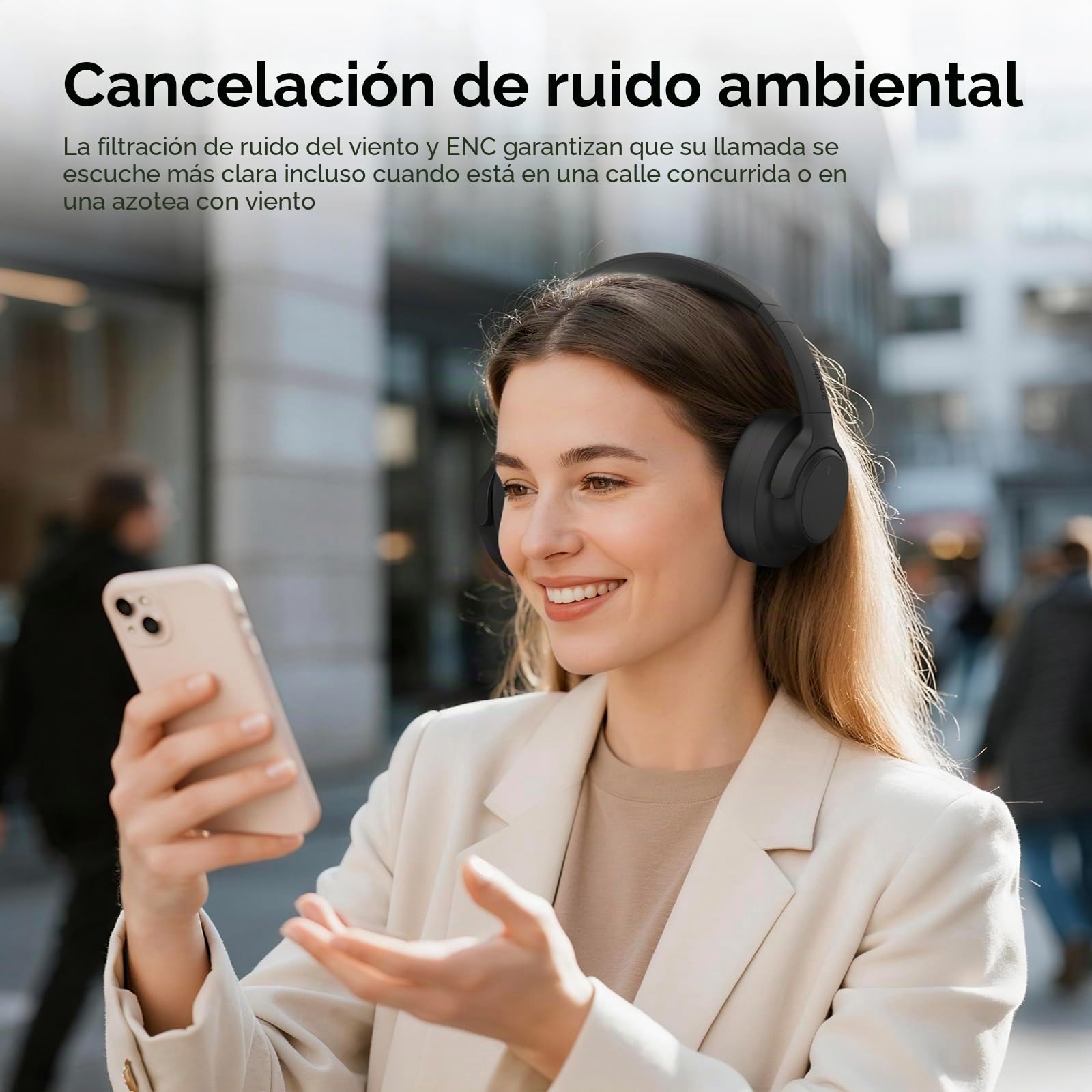 Srhythm Auriculares inalámbricos híbridos NiceComfort 15 (2.ª generación), con cancelación de Ruido, Bluetooth 6.0, Baja latencia, Audio Espacial, ENC, 120 h