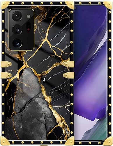 DAIZAG Funda compatible con Samsung Galaxy Note 20 Ultra Black Gold Natural Marble Pattern Phone Case Golden Soft a prueba de golpes funda