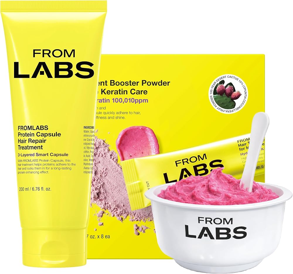 FROMLABS Deep Conditioning Protein Hair Mask Duo Set for Damaged Hair | Keratin Repair Treatment for Dry, Frizzy, Bleached & Color Treated Hair | For Curly, Wavy & Straight Hair | Korean Hair Care