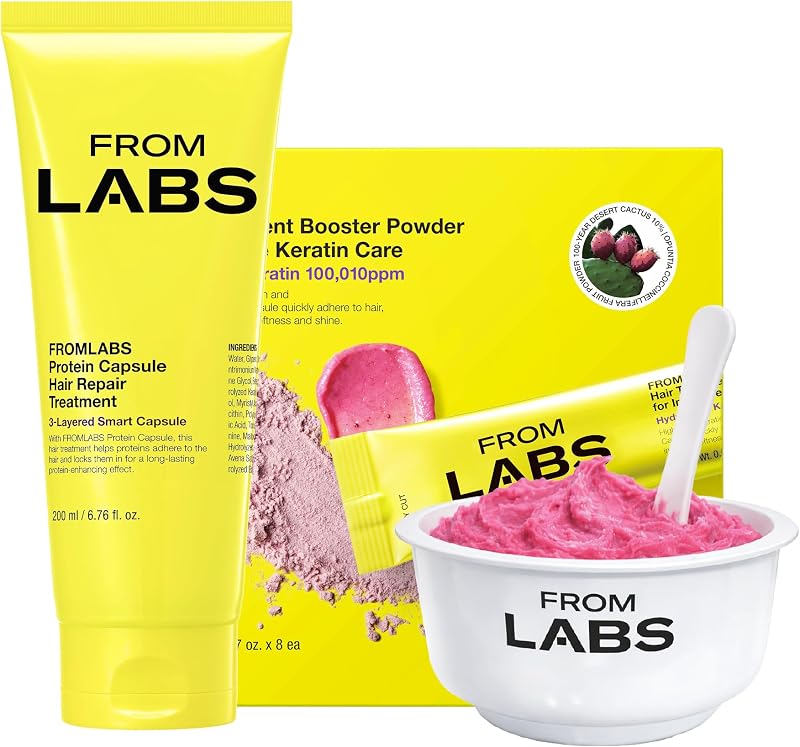 FROMLABS Deep Conditioning Protein Hair Mask Duo Set for Damaged Hair | Keratin Repair Treatment for Dry, Frizzy, Bleached & Color Treated Hair | For Curly, Wavy & Straight Hair | Korean Hair Care