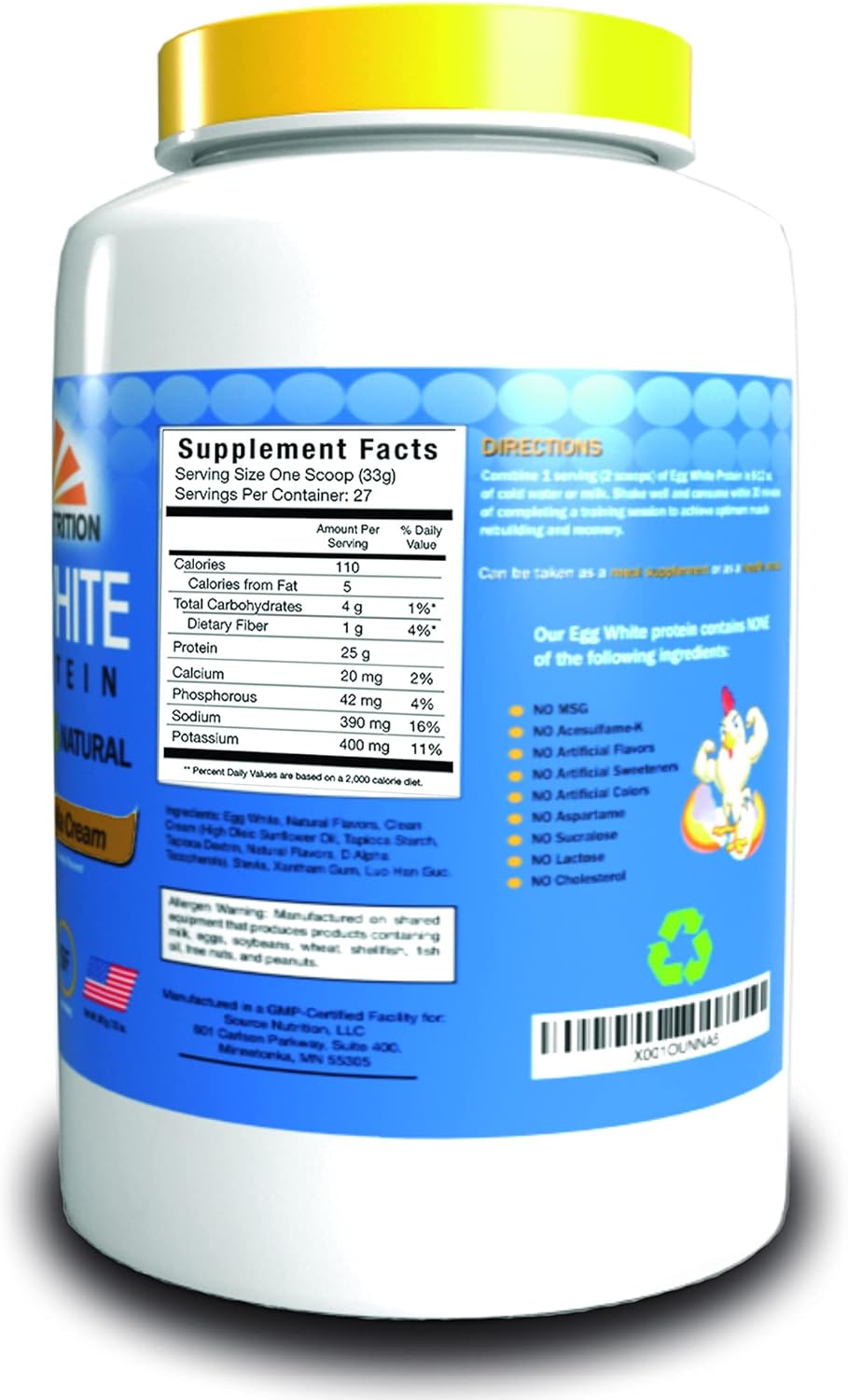 Egg White Protein Powder by Source Nutrition - 25 Grams Protein, Build Lean Muscle, Dairy Free - Milk Chocolate (2 lb)
