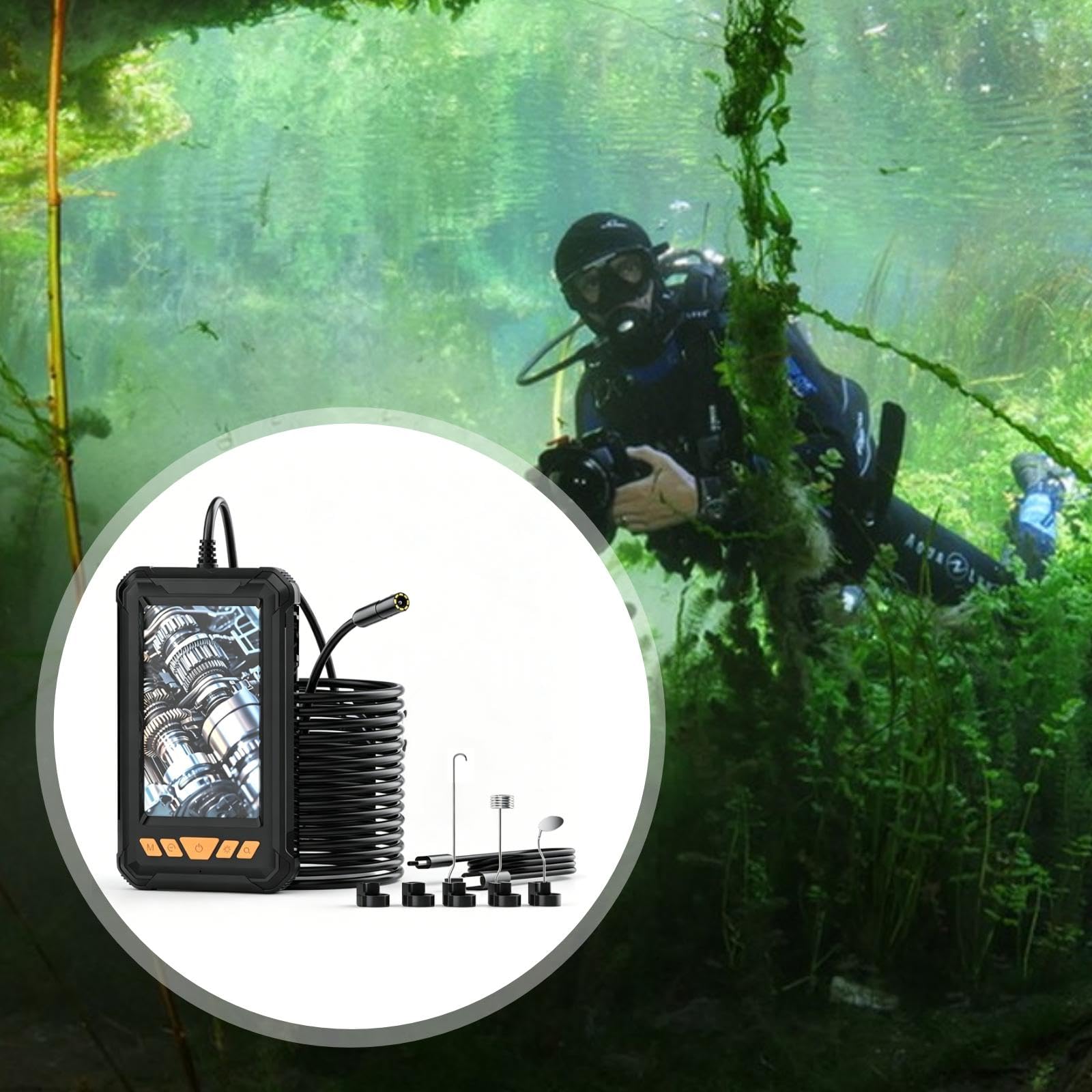 Industriekamera, Video, 4,3 Zoll Bildschirm, Wasserdichtes, Flexible Sonde Und Integrierte LED Beleuchtung; Ideal für Wartungsarbeiten, 10m