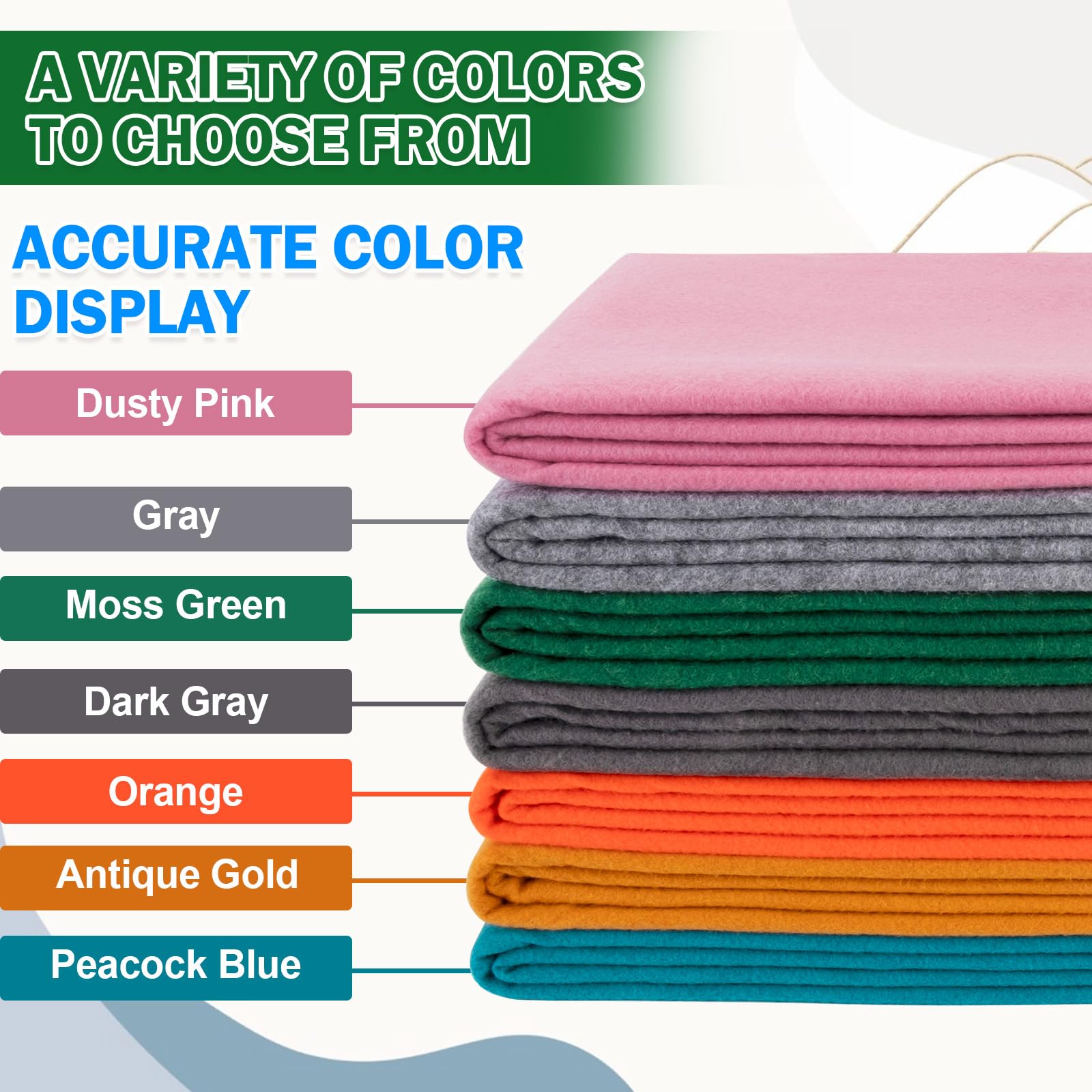 XSEINO Moss Green Large Felt Fabric 108" X 36 "(3 Square Yards), 1.4 mm Thick Soft Felt Fabric Sheet for Crafts, Green Series Colors Soft Nonwoven Fabric, Fit for Decoration, Sewing, DIY Crafts — view 5