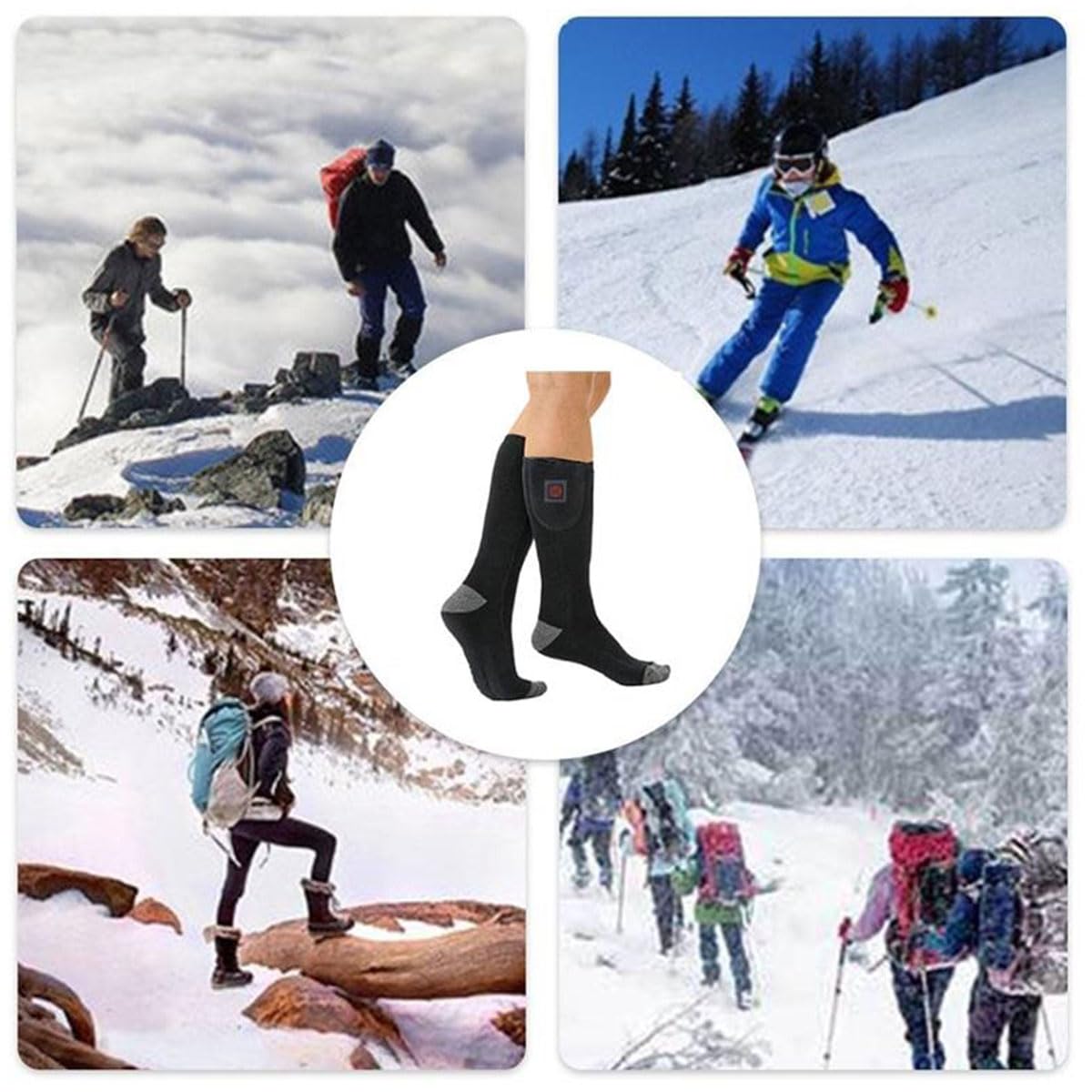 Podgrzewane skarpety z regulowaną temperaturą - unisex, outdoorowe bawełniane sportowe skarpety narciarskie bez baterii, podgrzewane termiczne skarpety narciarskie