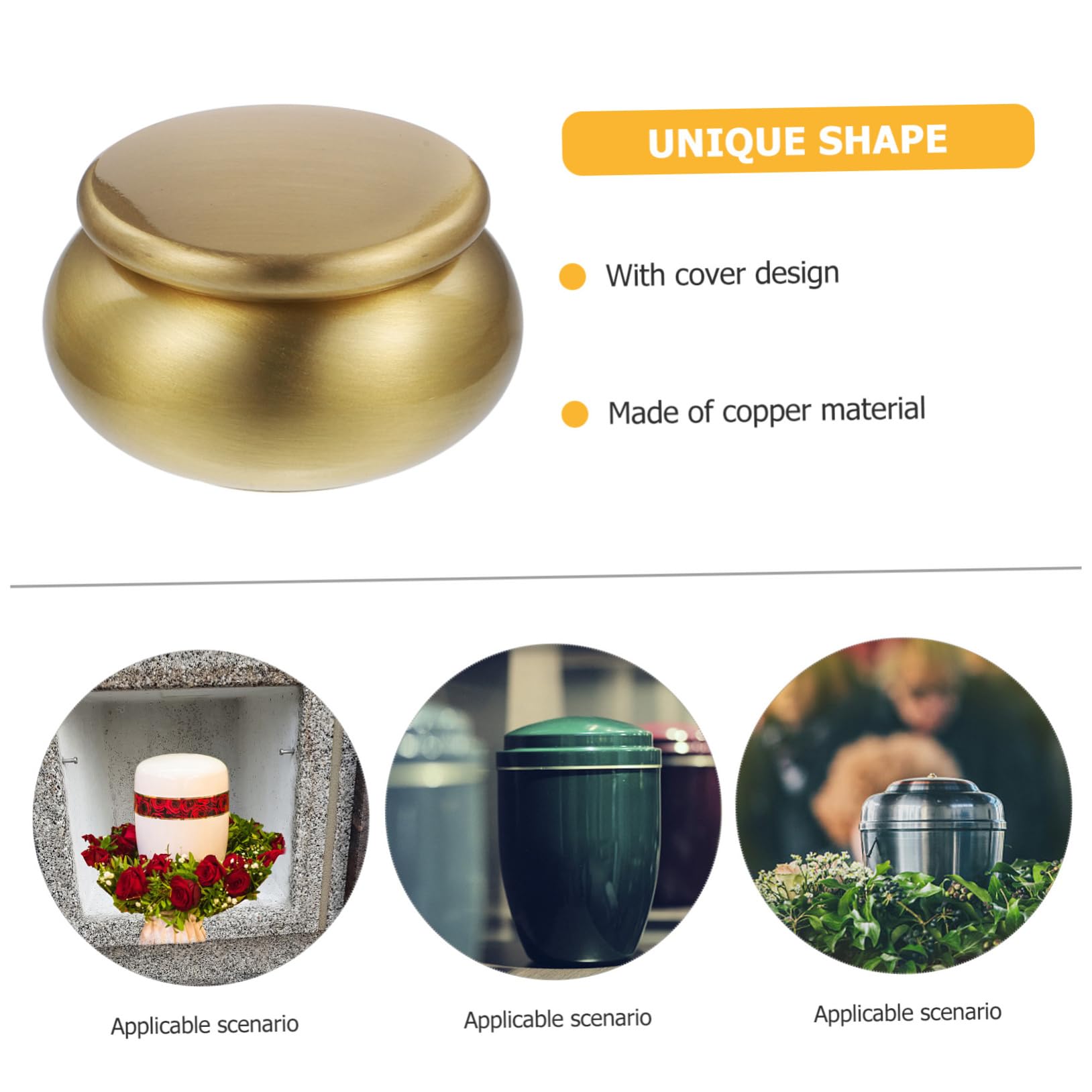minkissy Urna de Cremación Pequeña de Cobre Dorado Buen Sellado, Diseño Simple y Elegante, para Guardar Cenizas en Hogares y Cementerios