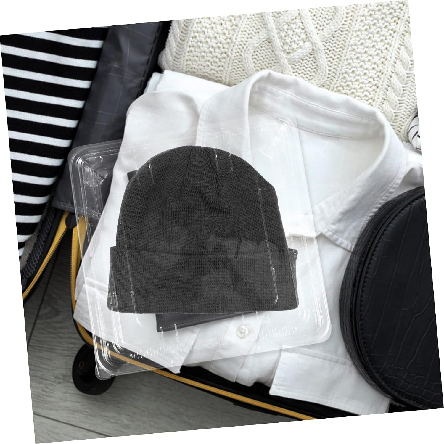 Large Hat Boxes for Baseball Caps Knitted Hat Case Storage Box for Travel