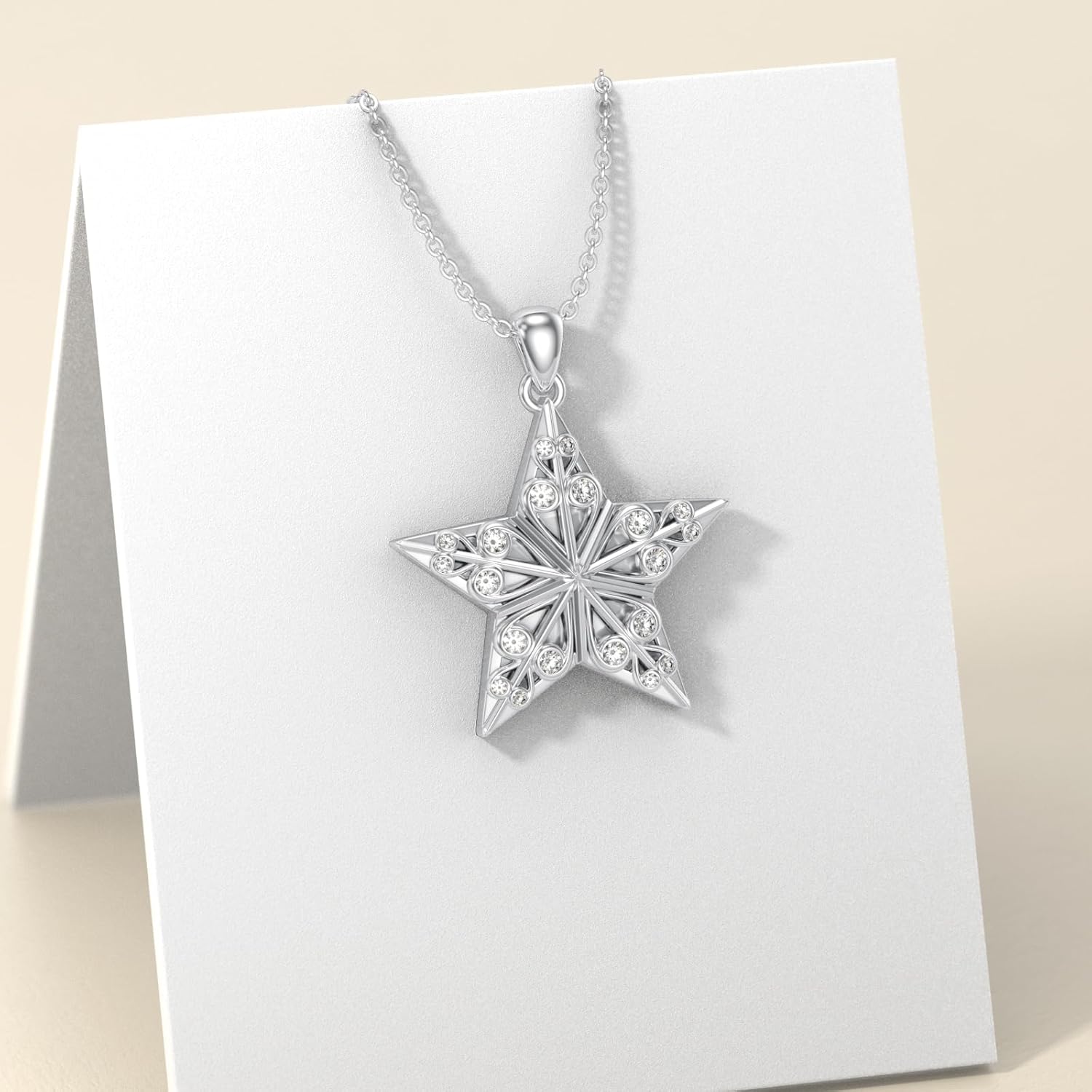 Diamond Star Pendant Necklace for Women 925 Sterling Silver Lab Grown Diamonds Jewelry Gifts 0.2 cttw D Color VVS Clarity - Image 2