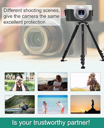 Miniatura 7 de PULUZ Funda para cámara digital Sony ZV-1F Vlog, bolsa de cuero de cuerpo completo con funda Sony ZV-1F, correa de hombro, bolsa de almacenamiento