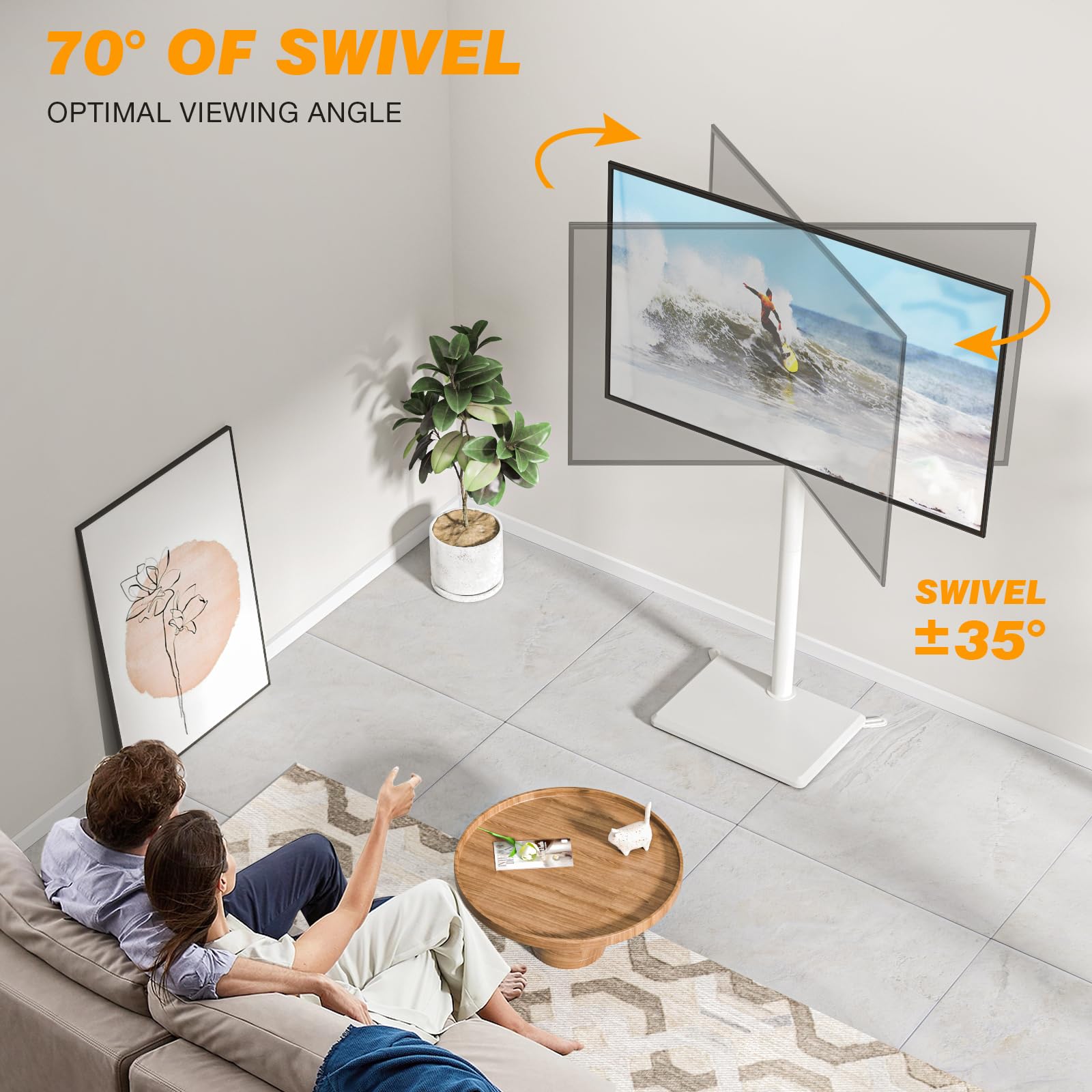 TVON TV Ständer TV Bodenständer für 32-60 Zoll Fernseher Standfuß Fernsehstand höhenverstellbar schwenkbar Max. VESA 400x400 mm bis 40 kg