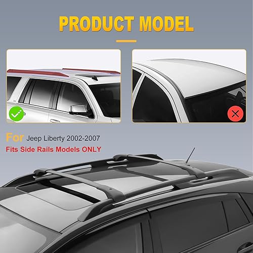 Miniatura 3 de OCPTY Barras transversales para portaequipajes para Jeep Liberty 2002 2003 2004 2005 2006 2007 barras de carga para bolsa de transporte de carga,