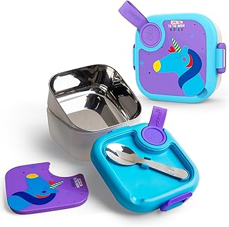 RabitatLunchmate Mini Stainless Steel Lunch Box with Spoon - 500 ML (Love You to The Moon)