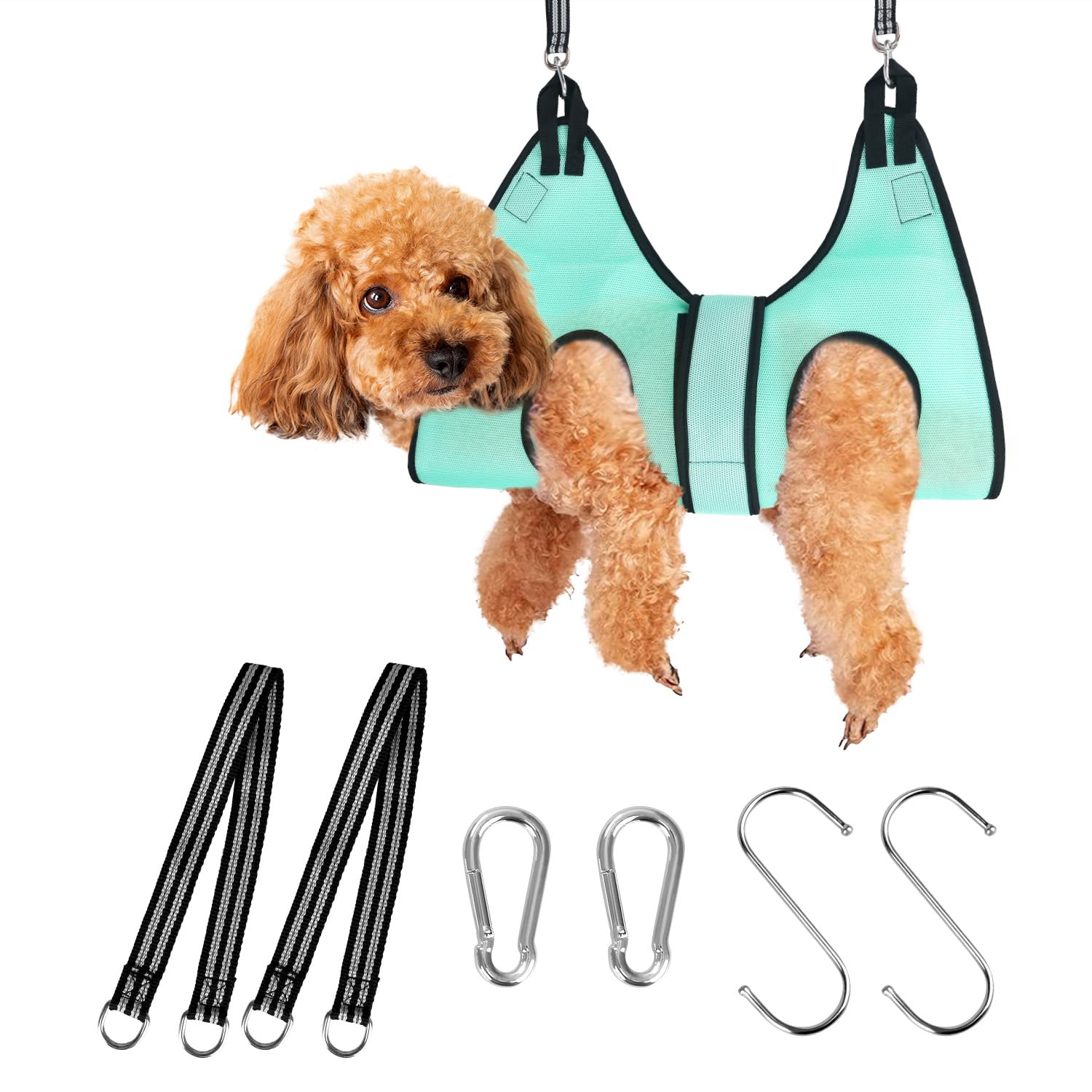 MACUNIN Dog Grooming Hammock Kit, Upgraded Pet Grooming Harness with Adjustable Velcro Widen Strap, Dog Grooming Hammock Pet Supplies for Dog Cat Claw Care, Grooming, Bathing, Nail Trimming