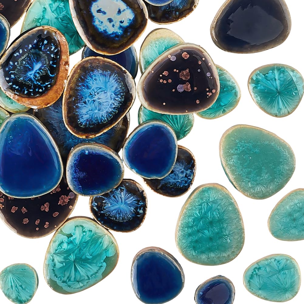SOFPLATE 1 Box 200g Mosaic Broken Tile Pieces Porcelain Mosaic Tile Teardrop China Style Irregular Mosaic Pieces Bulk for DIY Crafts Plates Flowerpots Vases Cups Home Bathroom Decoration Projects