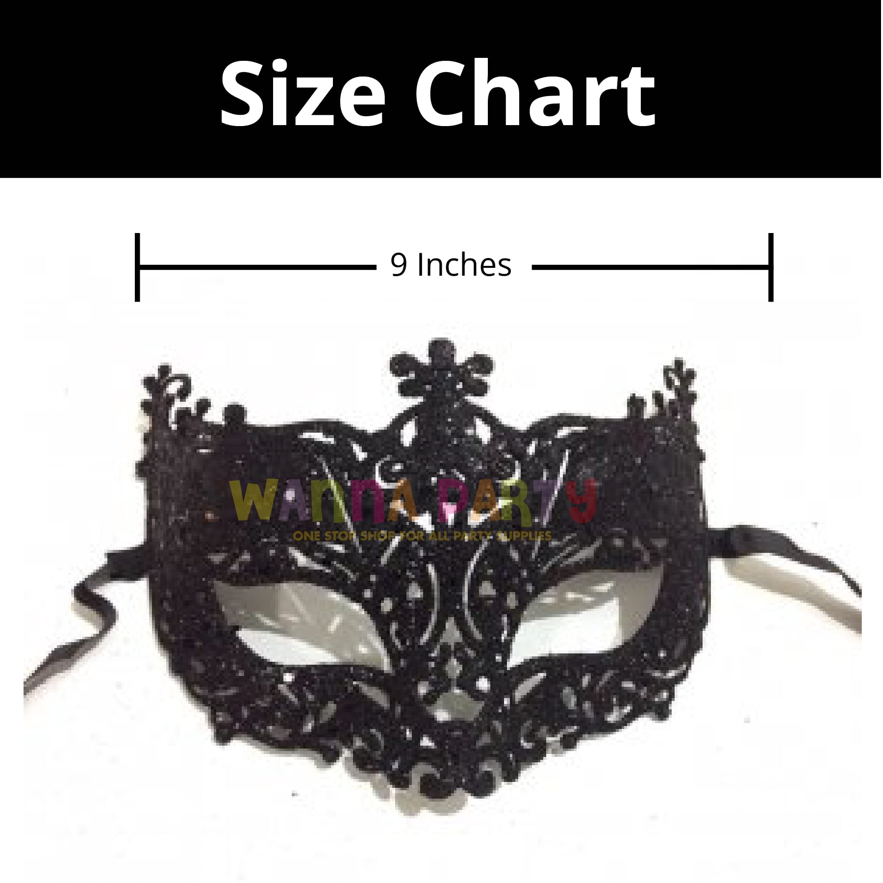 Wanna Party Fashionable Glitter Fashion Eye Mask - Black - Image 2 thumbnail