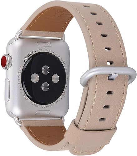 JSGJMY Genuine Leather Band for Apple Watch 38mm 40mm 41mm 42mm 44mm 45mm 49mm ULtra Women Series 8 7 6 5 4 3 2 1 SE iwatch Bands