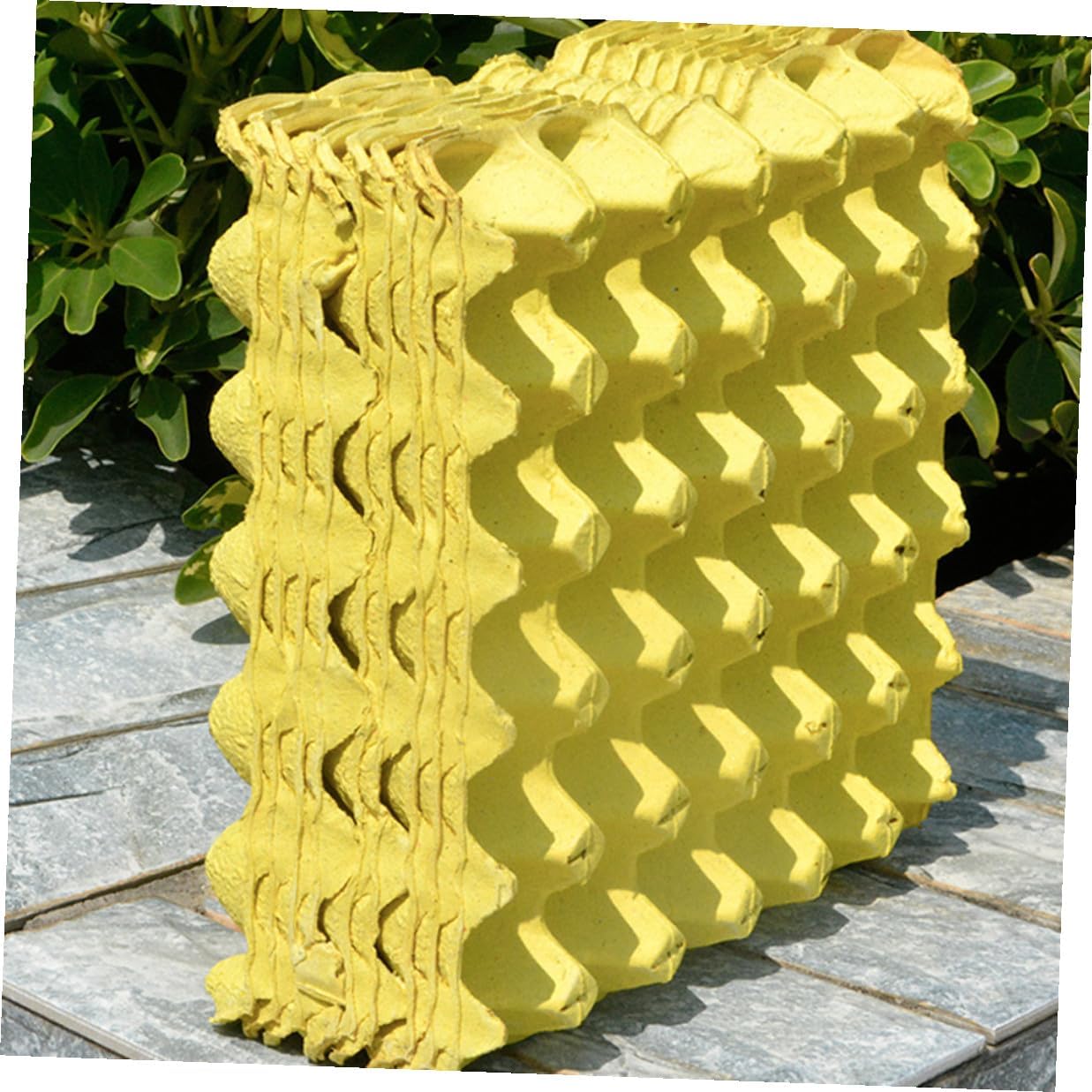 10pcs Household Egg Trays DIY Paper Pulp Egg Storage Containers Yellow for Refrigerator Kitchen Use