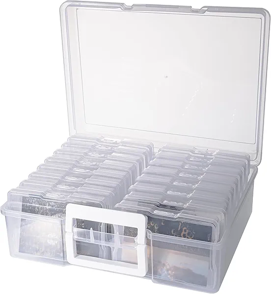 Find Scrapblooms Plastic Clear Photo Storage Box Picture Storage Containers With Handle,16 inner 4×6 inch Photo Cases For Photos,Picture,Greeting Card,Stickers,Seed,Craft Supplies (Clear)
