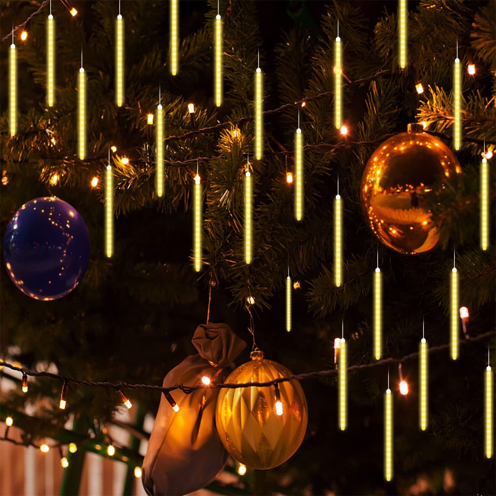 Lampki łańcuchowe, Fairy Lights Lampki choinkowe LED Światła zewnętrzne Ciepłe na Boże Narodzenie, patio, ogród, wesele, sypialnia-ciepłe Whiteolo(Warm White,30cm 10 Tubes 240 LED)