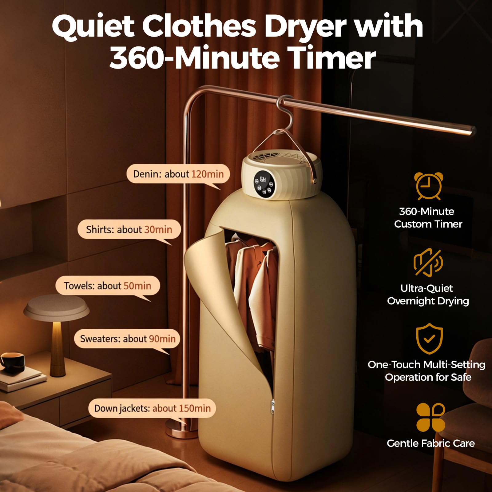 Mini-sèche-linge avec Pompe à Chaleur, 1-7H Timer & Télécommande, Stérilisation UV, Portable für Reise/Wohnheim/Camping