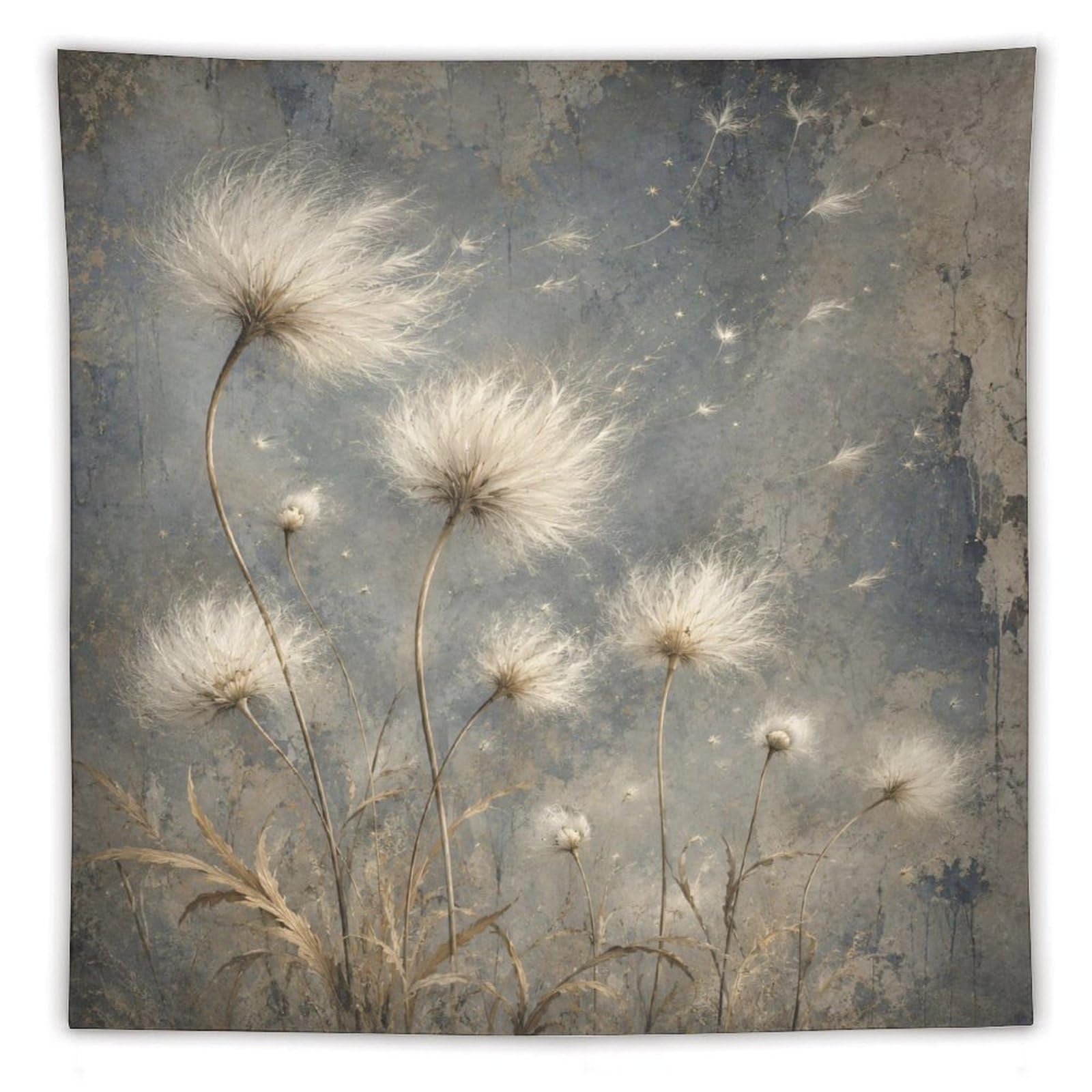 H3B8U2Y5 Dandelion Seeds Neutral Wall Tapestry, Botanical Stems