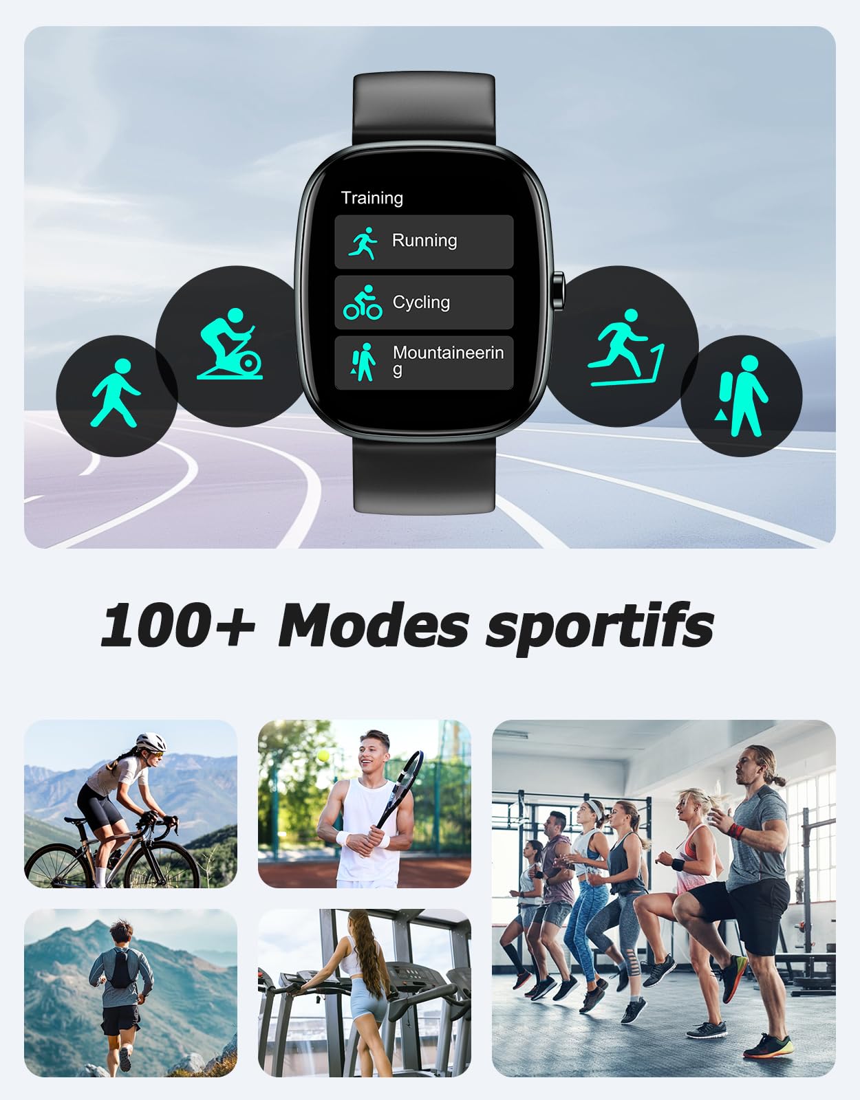 Cloudpoem Montre Podometre Non Connectée sans Bluetooth sans Application | Bracelet Non Connecté Simple Cardio Oxymetre Sonno Calories Pas Distance Etanche IP68 pour Femme Homme Enfant Personne Agee