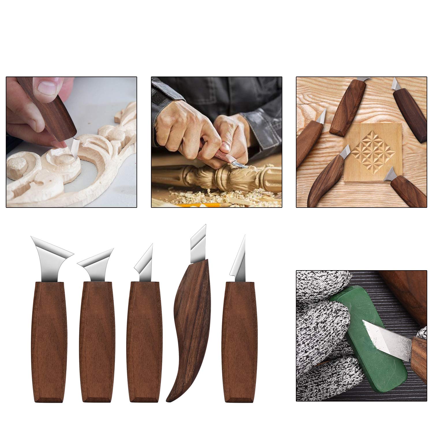 Juego de Cuchillos para Tallar Madera, Juego de Herramientas de Tallado para Carpintería de Bricolaje y Tallar Oficios para Carpintero, ideal para Principiantes y Profesionales Escultores
