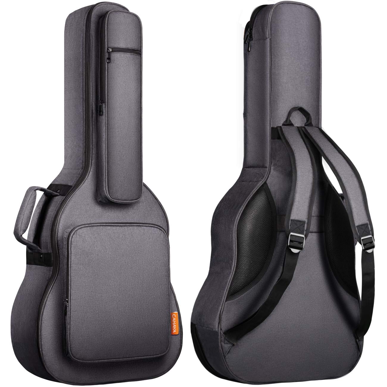 CAHAYA アコースティックギター ギグバッグ ネックピロー付き 18mmスポンジ (特許番号No 007468509-0002) アコギギター セミハード ギターケース 5つの大容量ポケット 肩掛け 手提げ 高端バッグ (グレー) CY0176