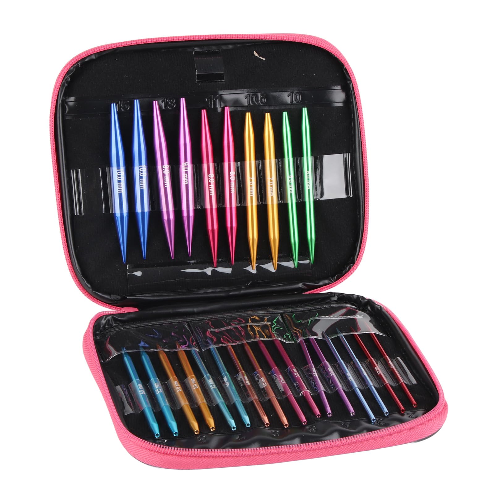Kit de Tejer Intercambiable, 13 PCS Juego de Agujas Intercambiables Agujas de Tejer Intercambiables Anti óxido para Manualidades de Bricolaje Tejido de Tejer Familiar