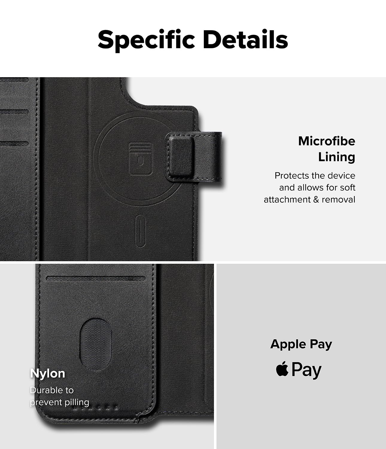 Ringke Folio Wallet Magnetic Compatible con Funda iPhone 16 Pro MAX y iPhone 16 Plus [Aguanta hasta 3 Tarjetas] Funda Desmontable y Plegable de Cuero PU con Soporte y Ranuras para Tarjetas - Black