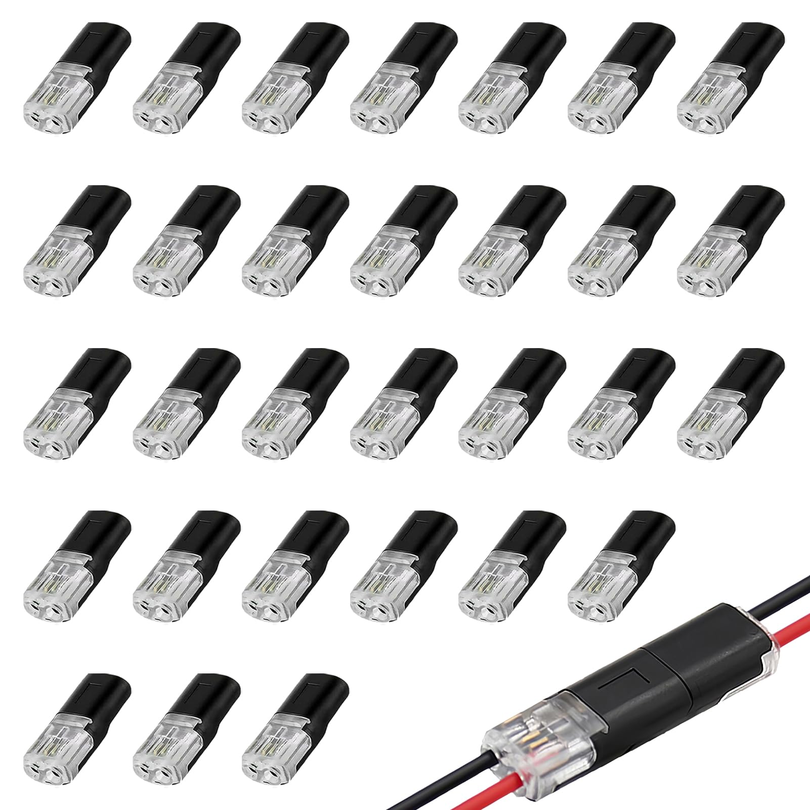30 Piezas conectores electricos rapidos, conexion rapida electrica 18-22 AWG, conector electrico rapido para Automoción y Hogar, Terminal de Empalme Duradero y Reutilizable, Terminal en H