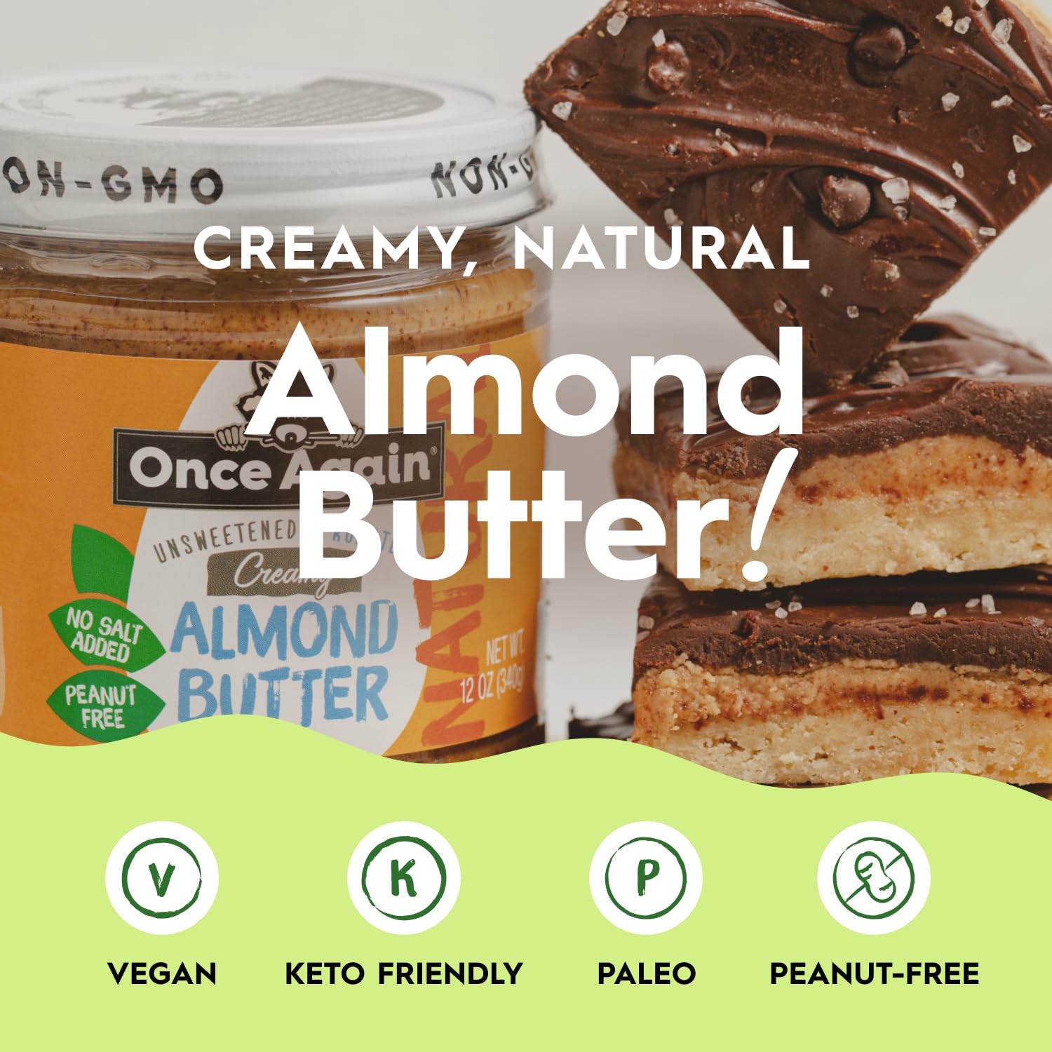 Once Again Creamy Natural Almond Butter No Sugar, Lightly Toasted - 9 Pound Bucket (Same as 9 Jars) of Single Ingredient Nut Butter, No Palm Oil, No Salt - Non-GMO, Gluten Free, Vegan