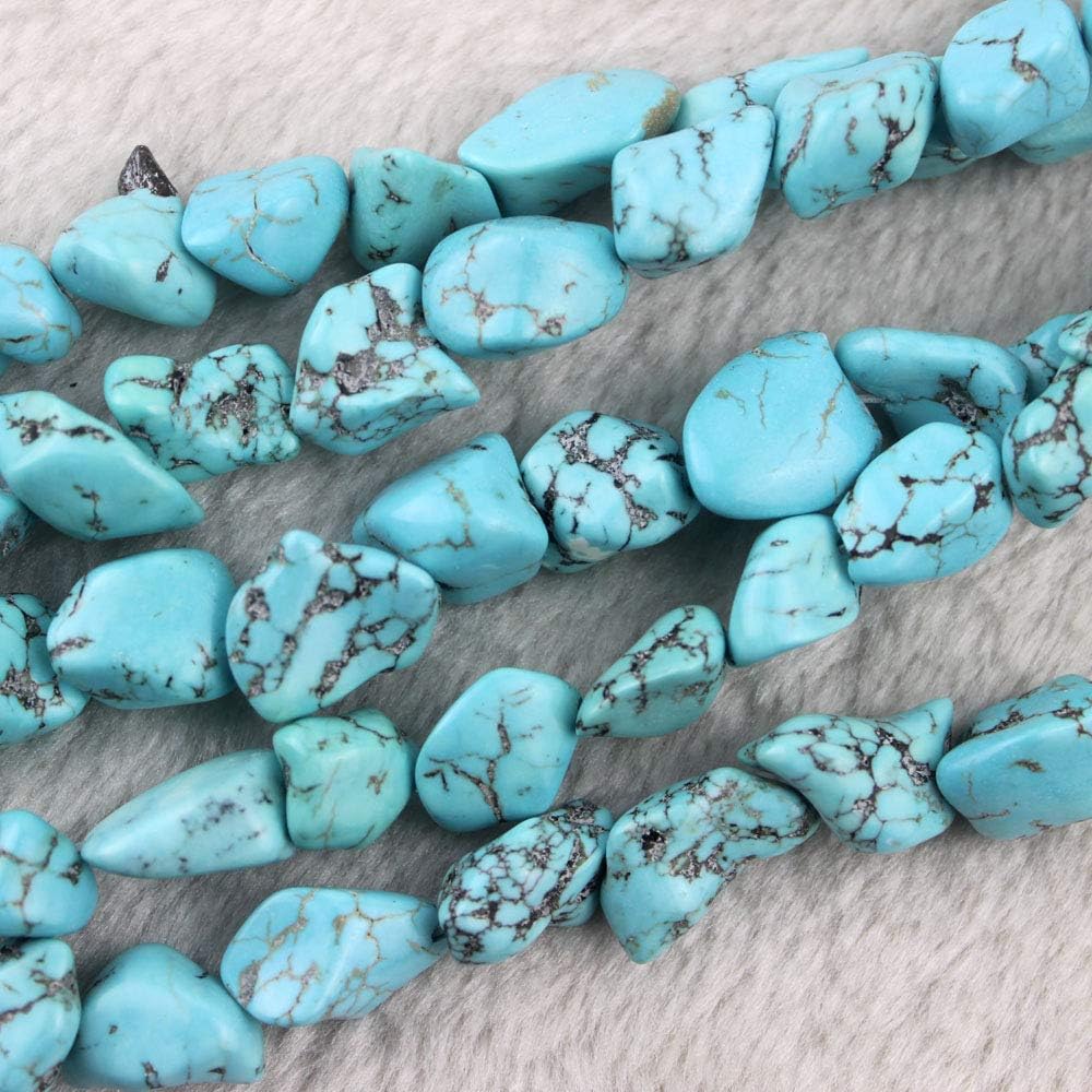 Blue Turquoise Gemstone Irregular Stone 11-14mm Freeform Loose Beads for Jewelry Making 15 Inch (28-32pcs) - Image 4