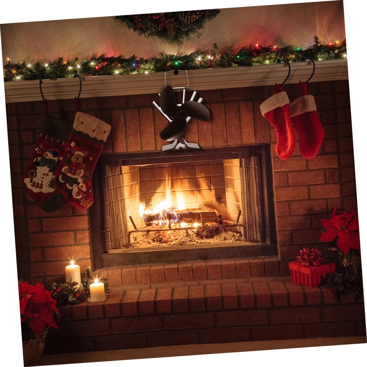 NUOBESTY Heat Powered Stove Fan 4 Vane Metal Fireplace Fan for Home Heating Stove Accessories