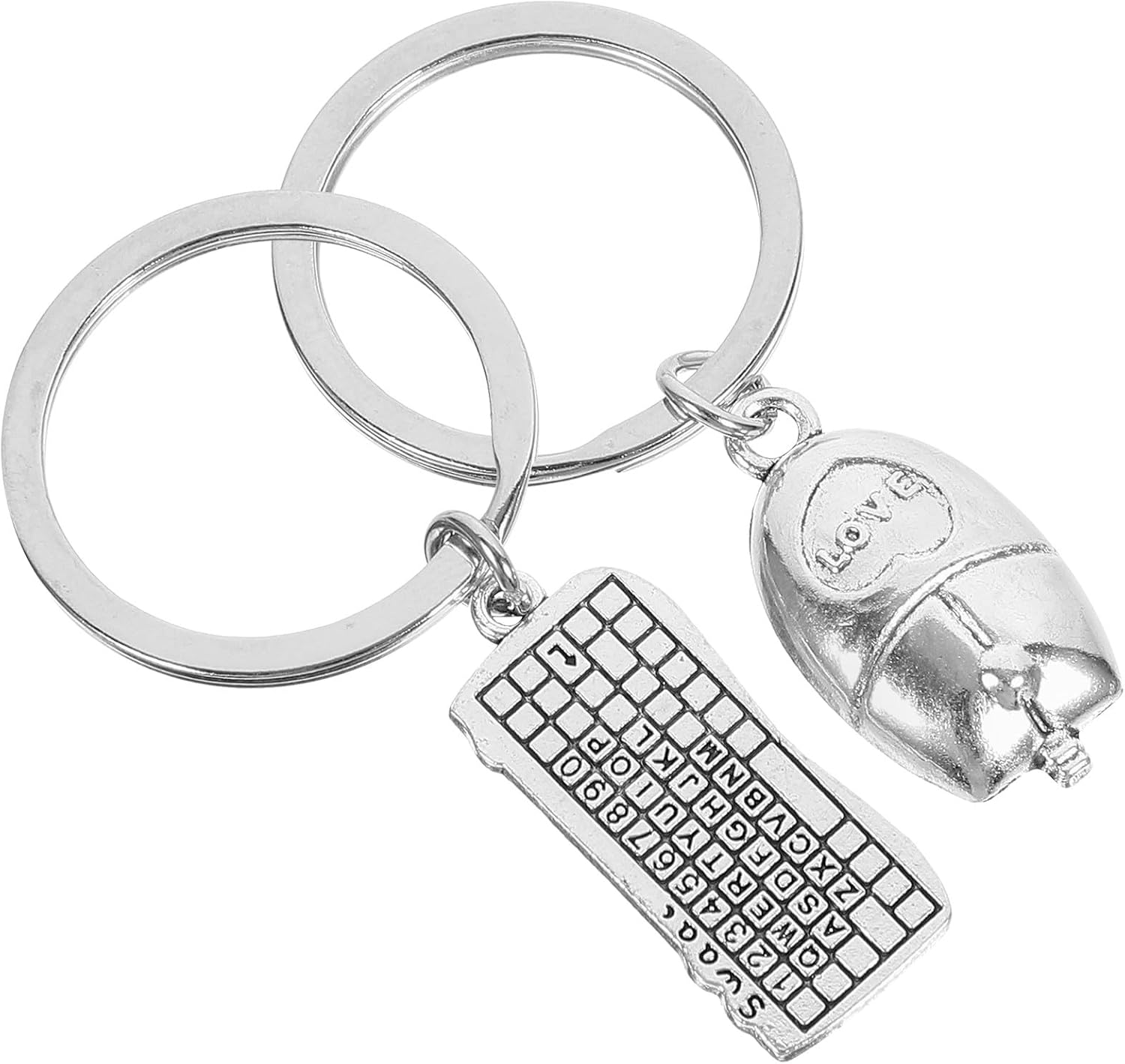 Holibanna Zinc Alloy Keyboard and Mouse Keychain Set, Small Delicate Keyrings with Backpack and Purse Pendant, Women’s Decorative Car Charm for Everyday Use
