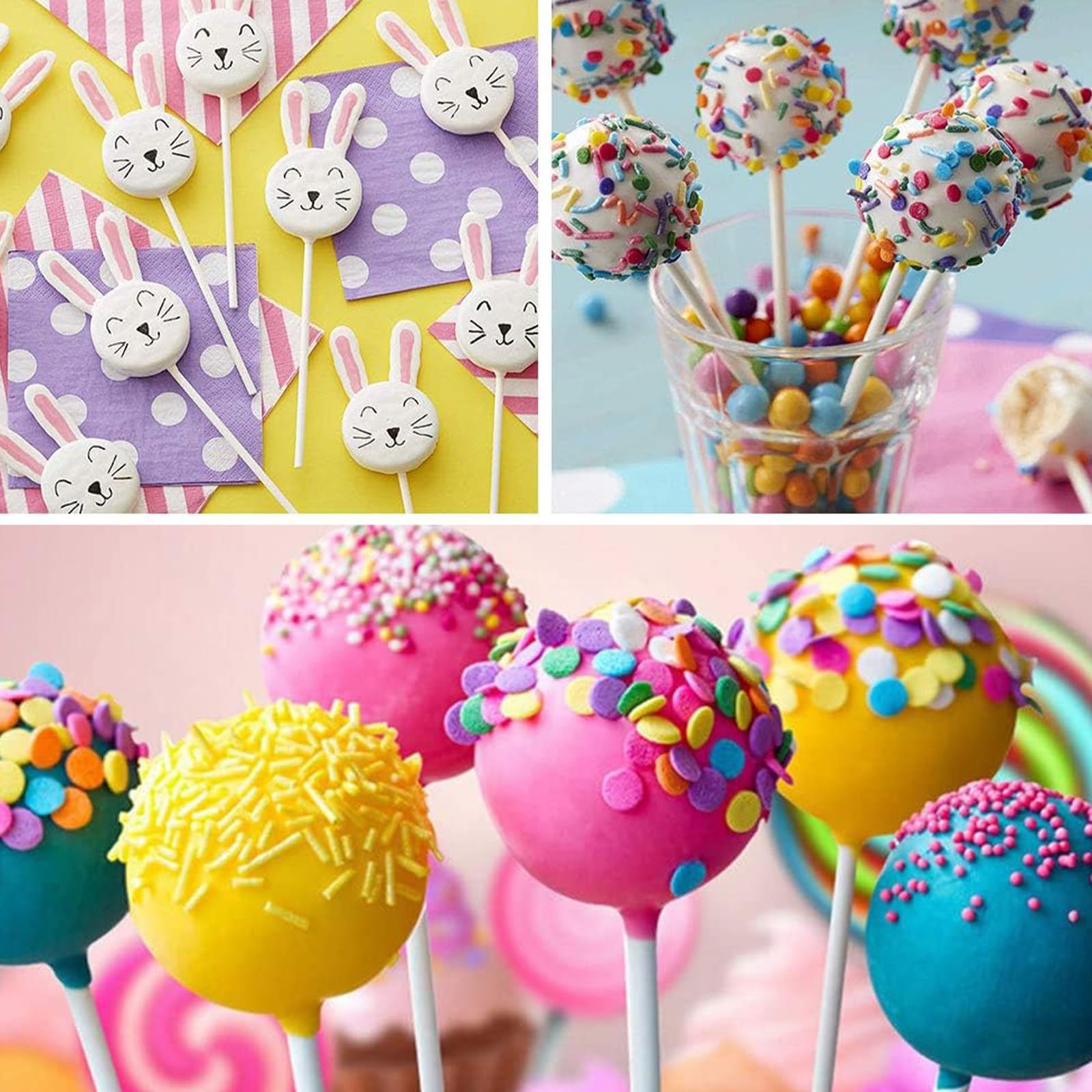 200 Pièces Bâtons pour Cake Pop 10 cm 15 cm Papier Solide Sucettes Gâteaux Desserts Blancs