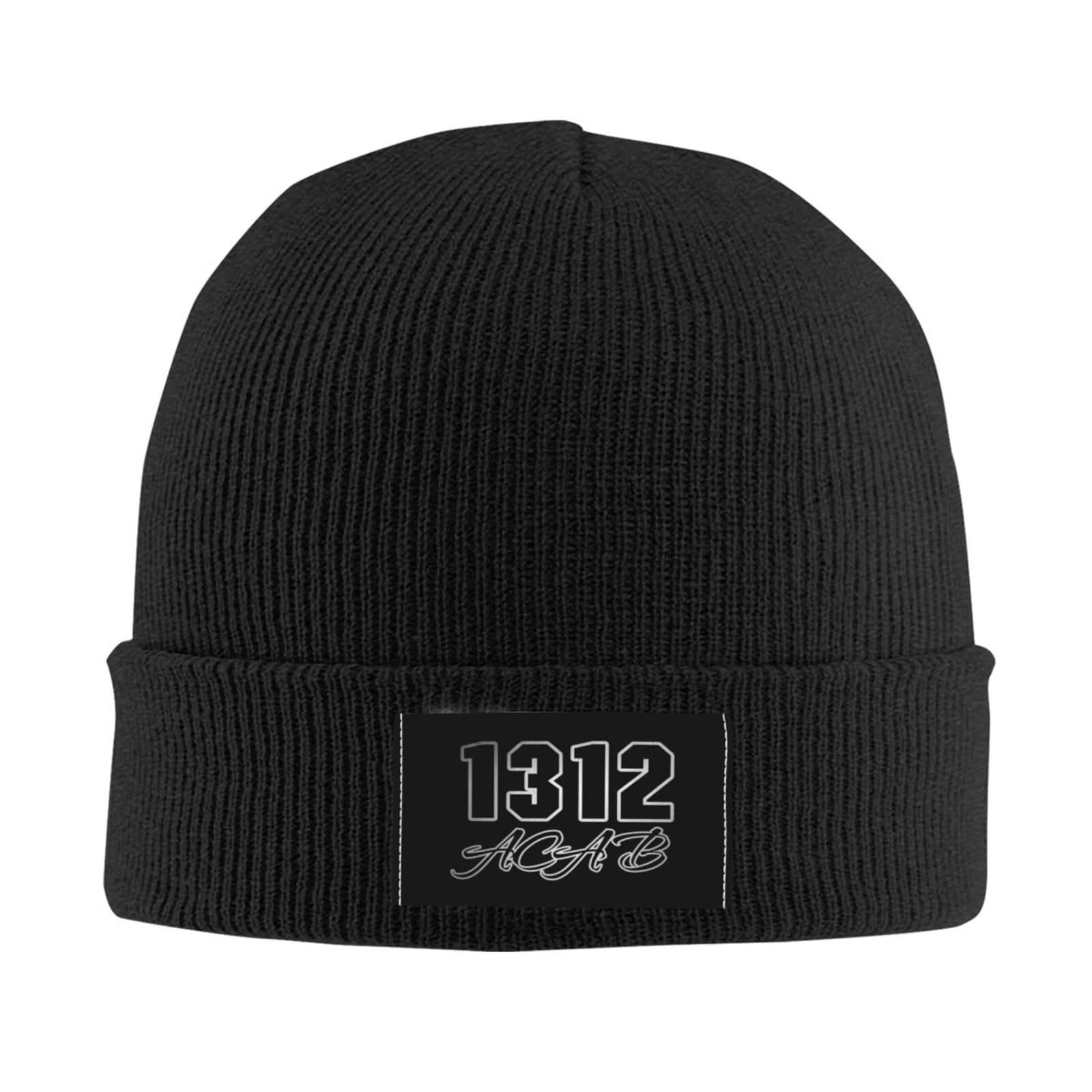 Fjqwklf Unisex As Pic Acab 1312 Beanie Hats Warm Chunky Cable Knit Hat Slouchy Skull Cap For Women Men Black