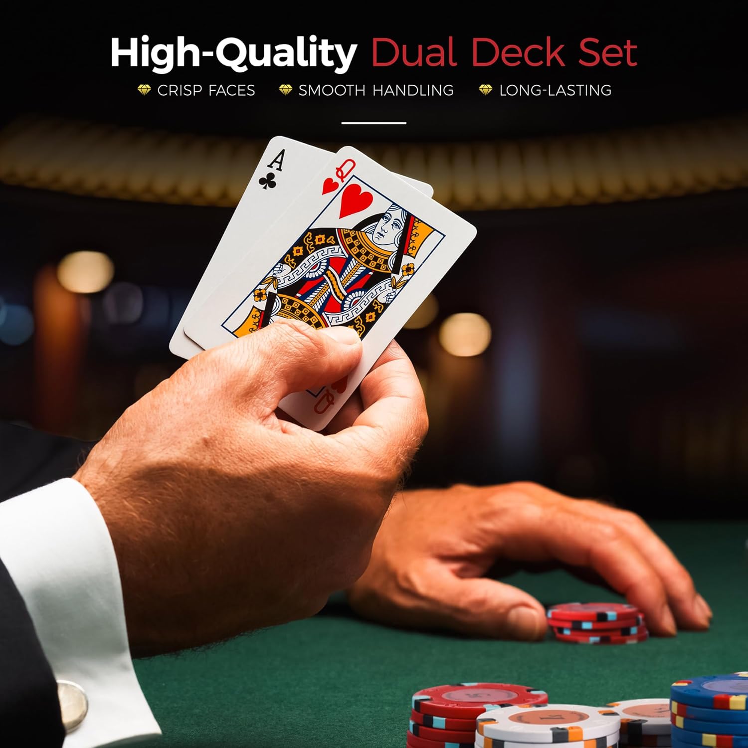 13.5g 500pc Lucky Horseshoe Clay Poker Chips Set - Las Vegas Casino Quality Poker Chips