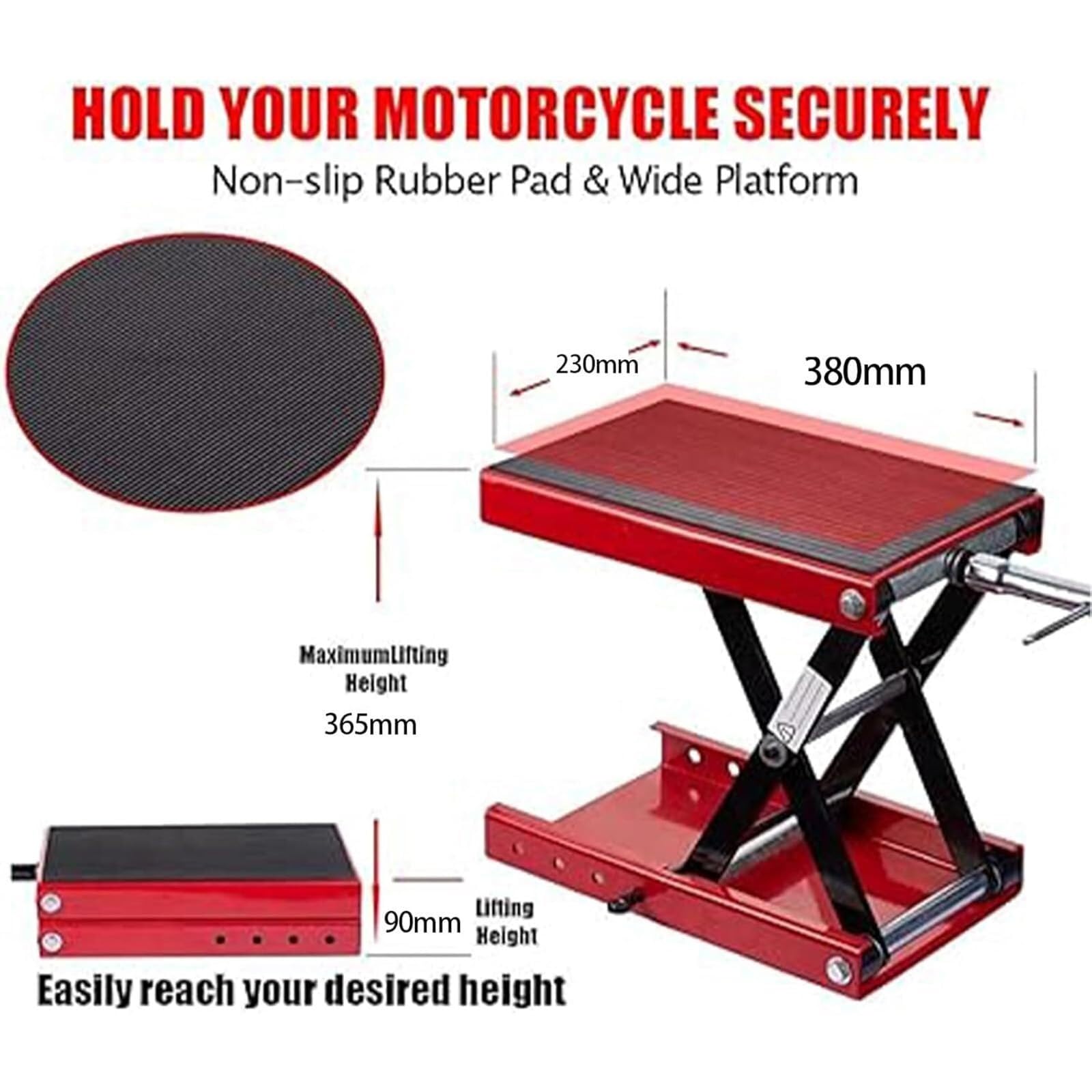 Motorrad-Reparatur-Hebetisch, verstellbarer hydraulischer Scherenwagenheber, robuste Hebebühne für effiziente Reparaturen und Wartung von Motorrädern und Autos