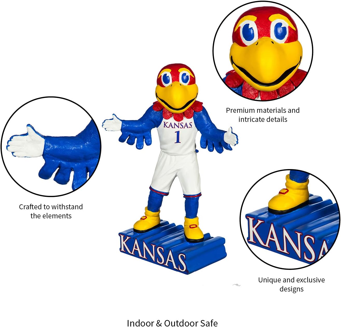 Team Sports America NCAA University of Kansas Fun Colorful Mascot Statue 12 Inches Tall