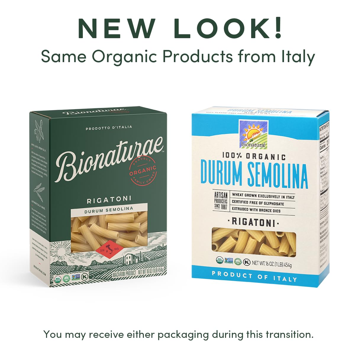 Bionaturae Rigatoni Pasta Noodles - Durum Semolina Pasta, Kosher, High Protein, Non-GMO Verified, USDA Certified, Durum Semolina Rigatoni, Rigatoni Pasta Organic, Crafted in Italy - 16 Oz, 3 Pack