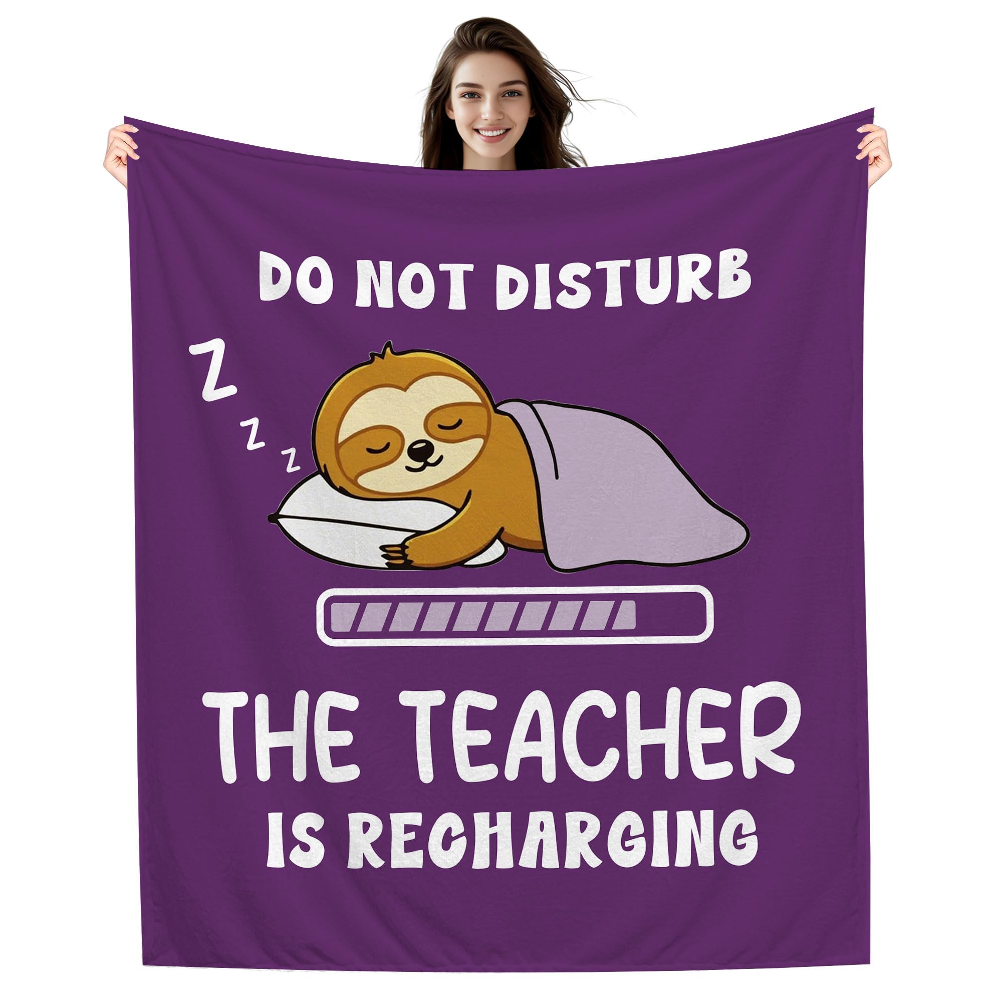 Amorea Do Not Disturb The Teacher is Recharging Funny Blanket for Teacher Birthday Teacher's Day Graduation Back To School (teacher-a)