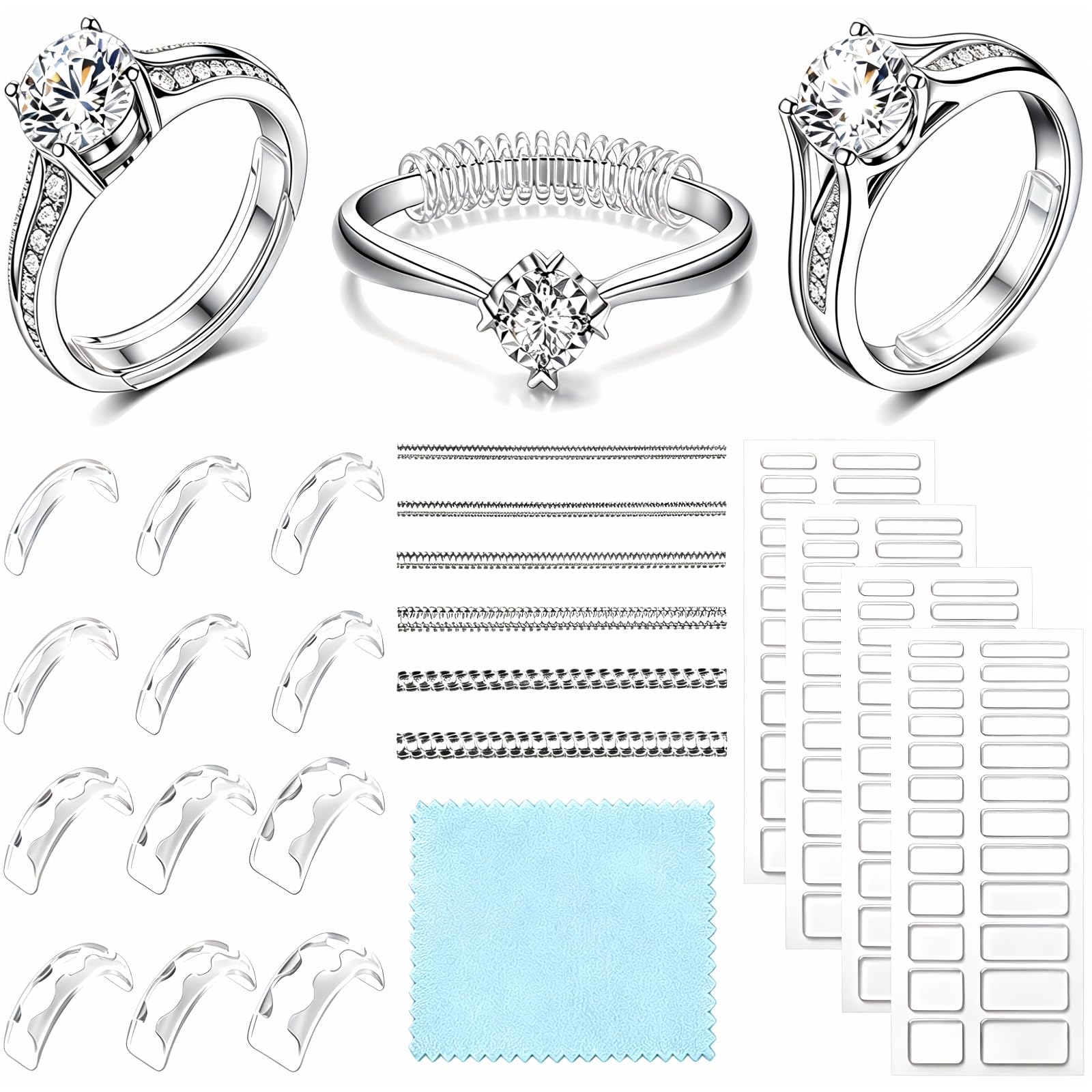 Haiou 114Pcs Ring Size Adjuster for Loose Rings Invisible 3-in-1 Ring Guard