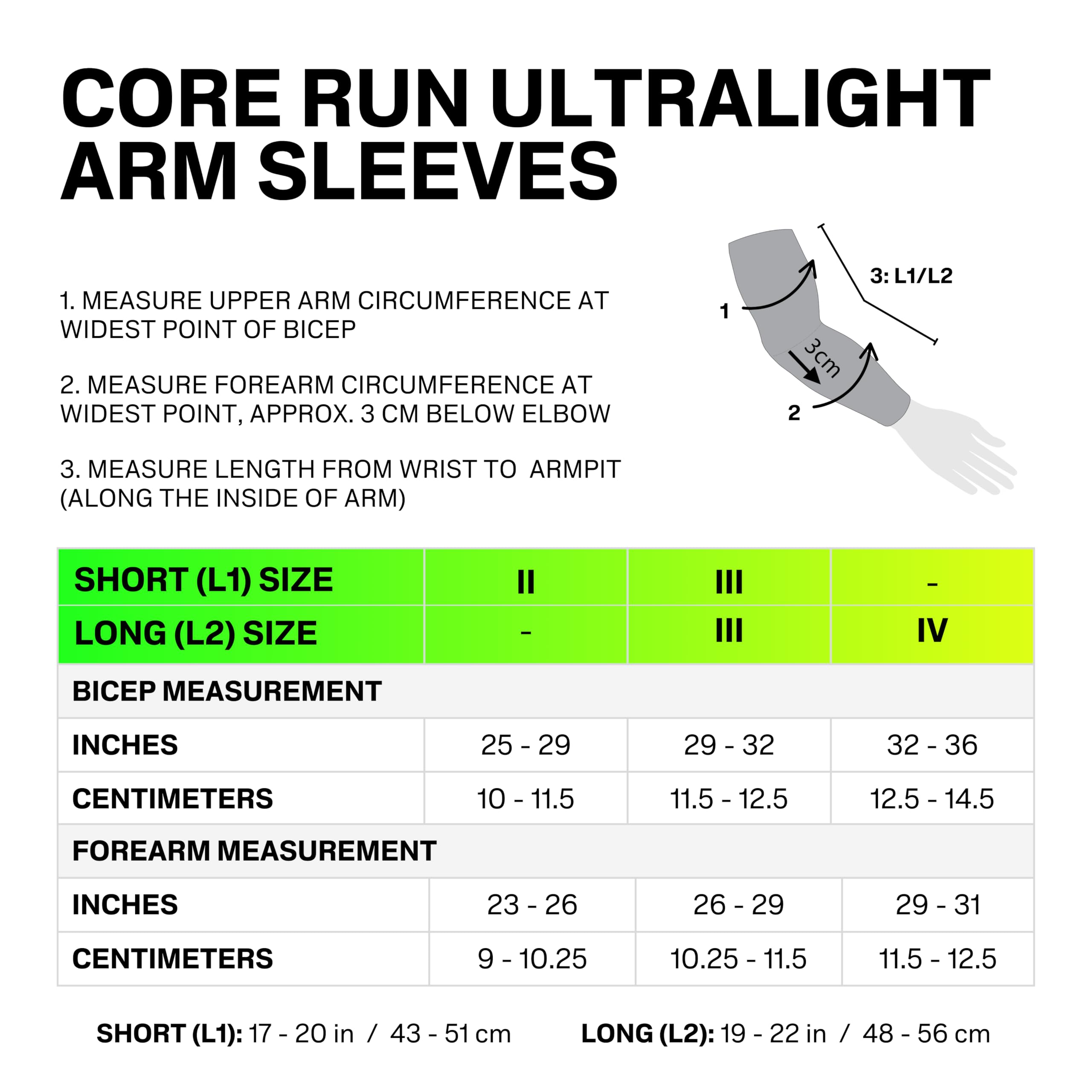 CEP Core Run Manchons de compression ultralégers pour bras – Soutien léger, meilleure circulation sanguine, protection solaire pour la performance