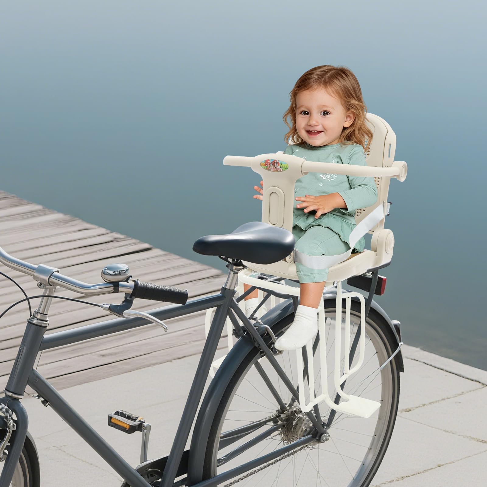 Siège de vélo arrière pour enfants de 1 à 8 ans - Avec dossier réglable et ceinture de sécurité