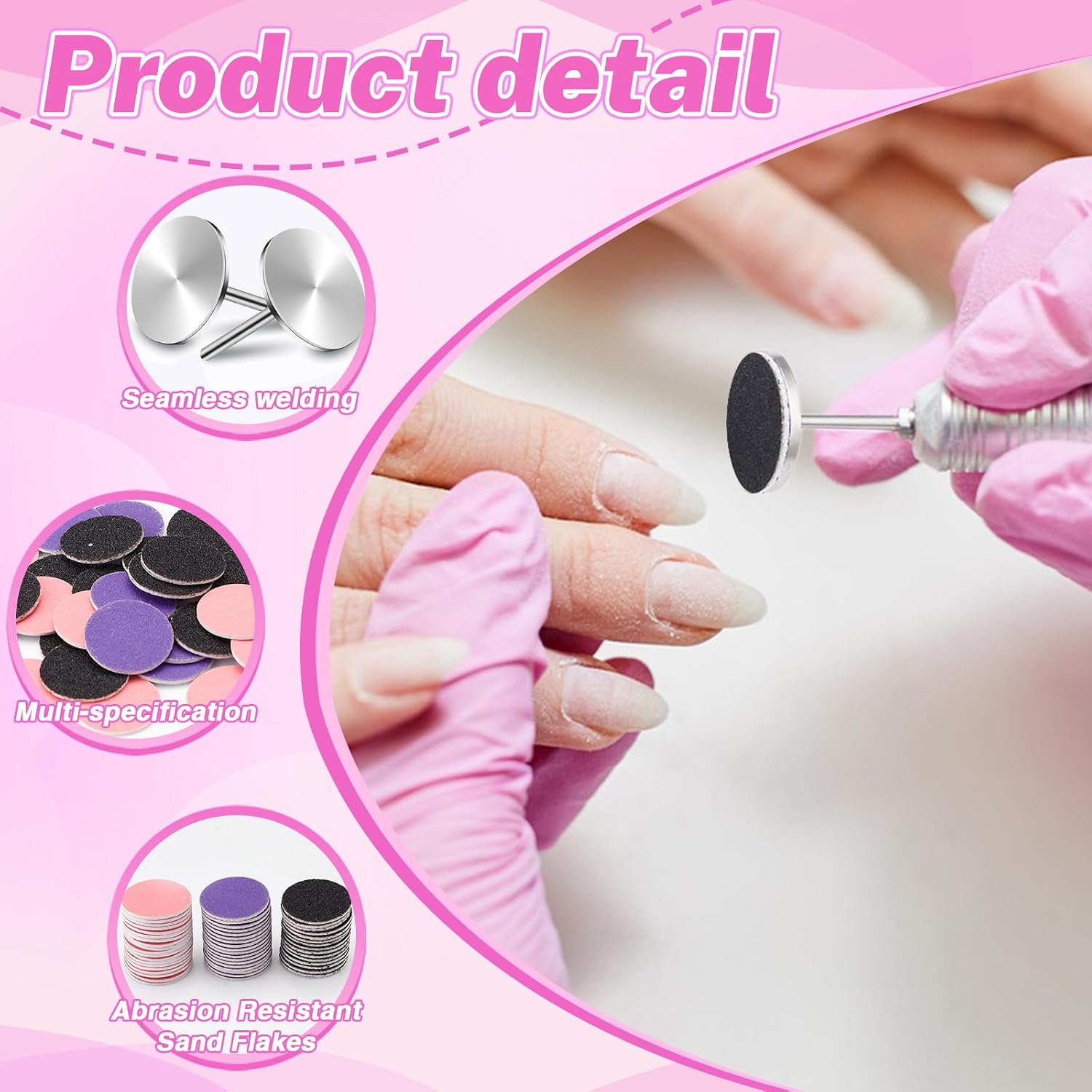 120 Pcs Sanding Paper Discs (#80#150#240 Grits) and 2 Pcs 25mm Metal Shaft Sanding Disc Bit, Replacement Sandpaper Disk, Adjustable Speed Callus Remover Tool for Manicure Pedicure (80#150#240# Grits)