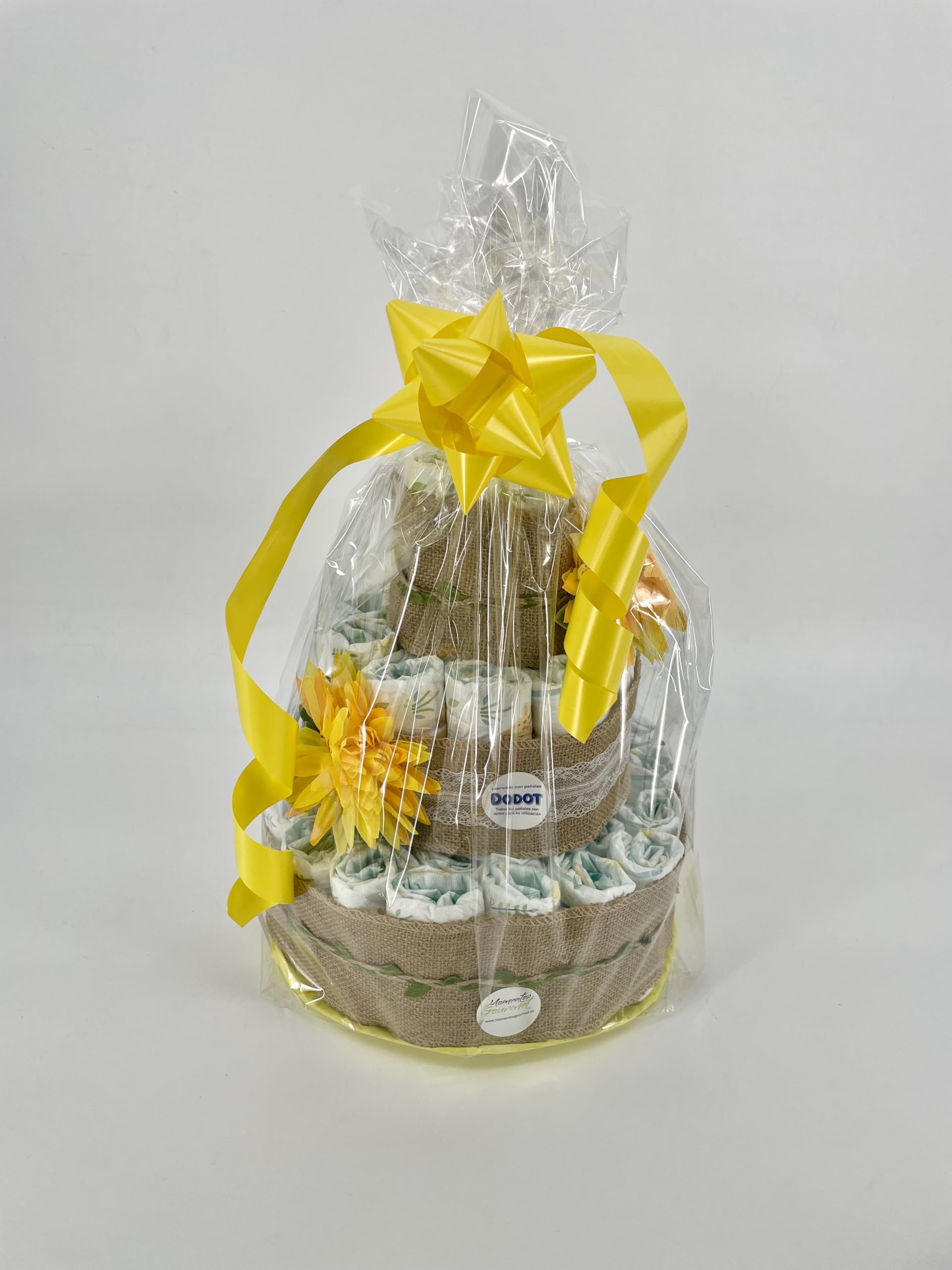 Tarta de pañales Summer. Regalo para bebé muy práctico. Cesta Canastilla recién nacido. Hecha a Mano Premium, Decoración baby shower